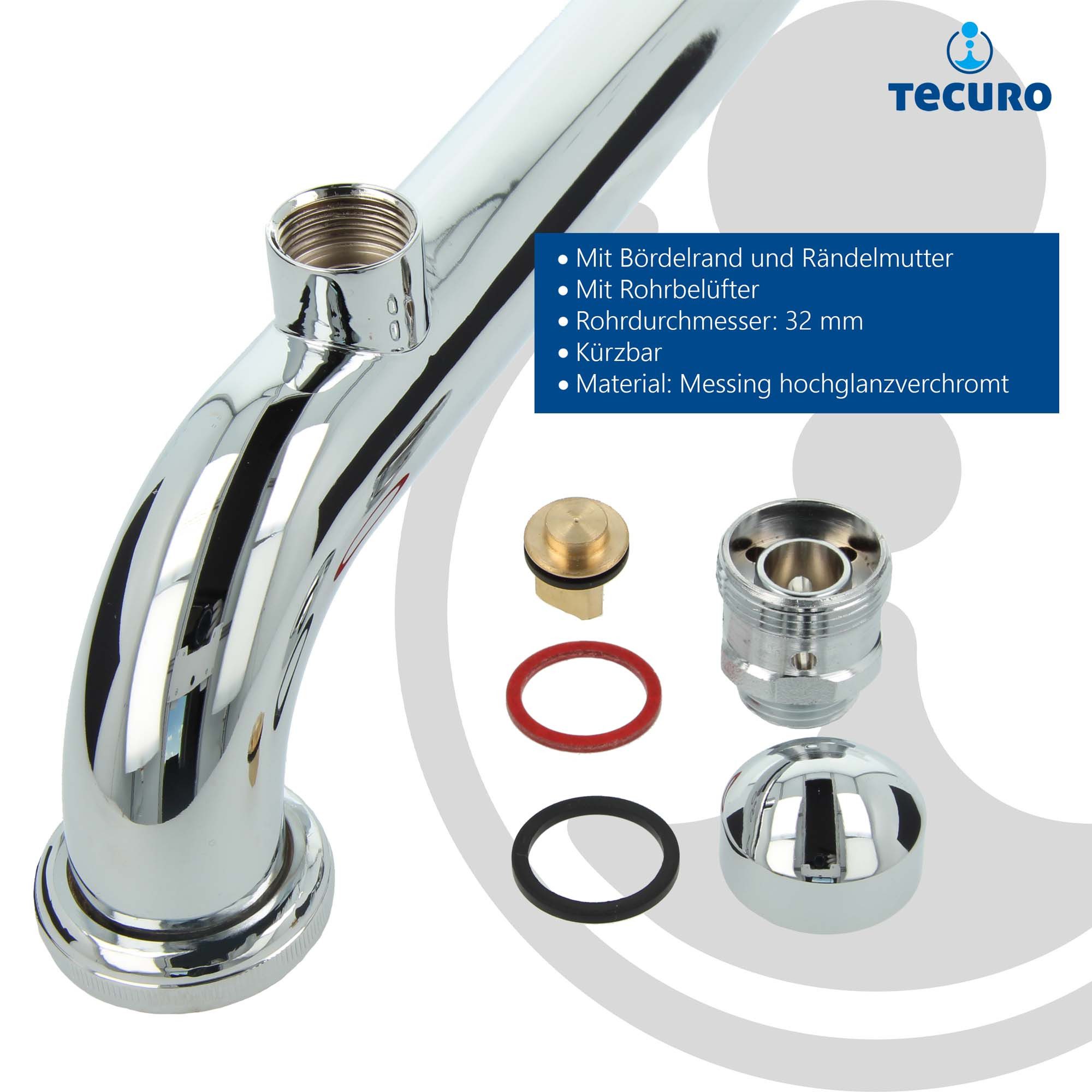 tecuro Siphon Abgangsbogen 90° mit Rohrbelüfter für Siphon Geruchsverschluss – Bild 4 von 5
