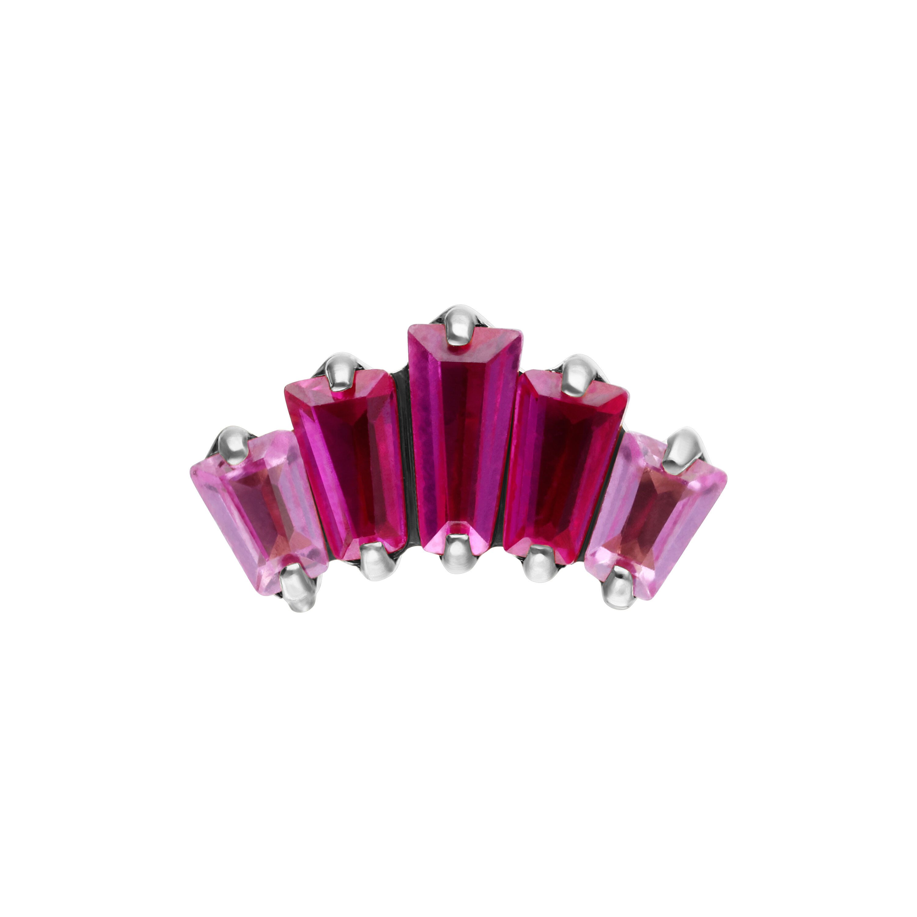 Wildcat Piercing-Set Push Fit Maharani Ruby Baguette Attachment für, 1 Stück, Titan Grad 23 - wasserfest, hautverträglich, Silber