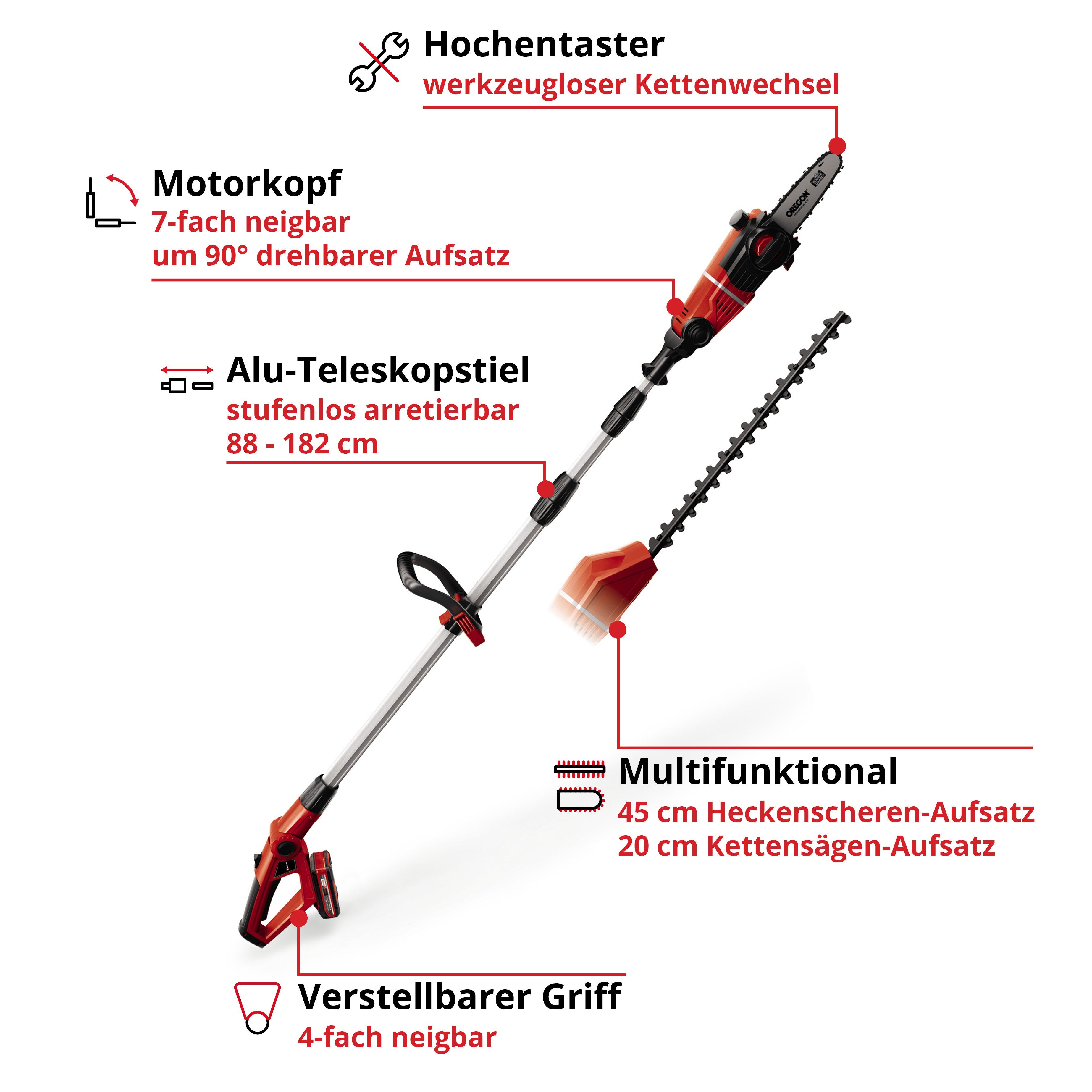 Einhell Garten-Multifunktionsgerät GE-HC 18 Li T Kit, mit Akku und Ladegerät