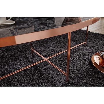 Lomadox Couchtisch, Design Marmor Optik, schwarz - Oval, Lounge Tisch B/H/T 110/40/55cm
