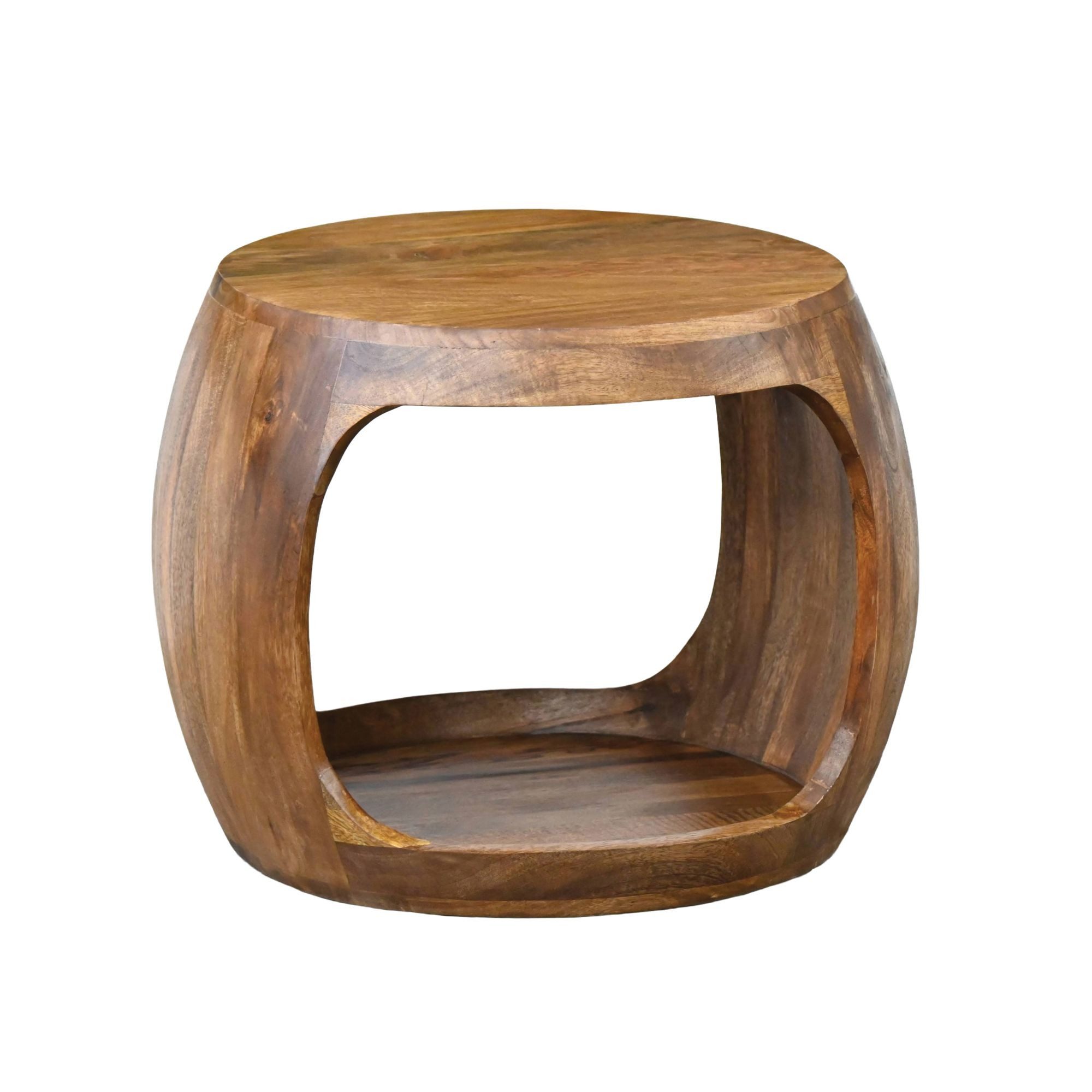 Wohnling Beistelltisch WL7.432 Anstelltisch Mango Massivholz 50 cm Ablagetisch rund modern (Rundes Design mit natürlichem Charme), Handgefertigt aus massivem Mangoholz