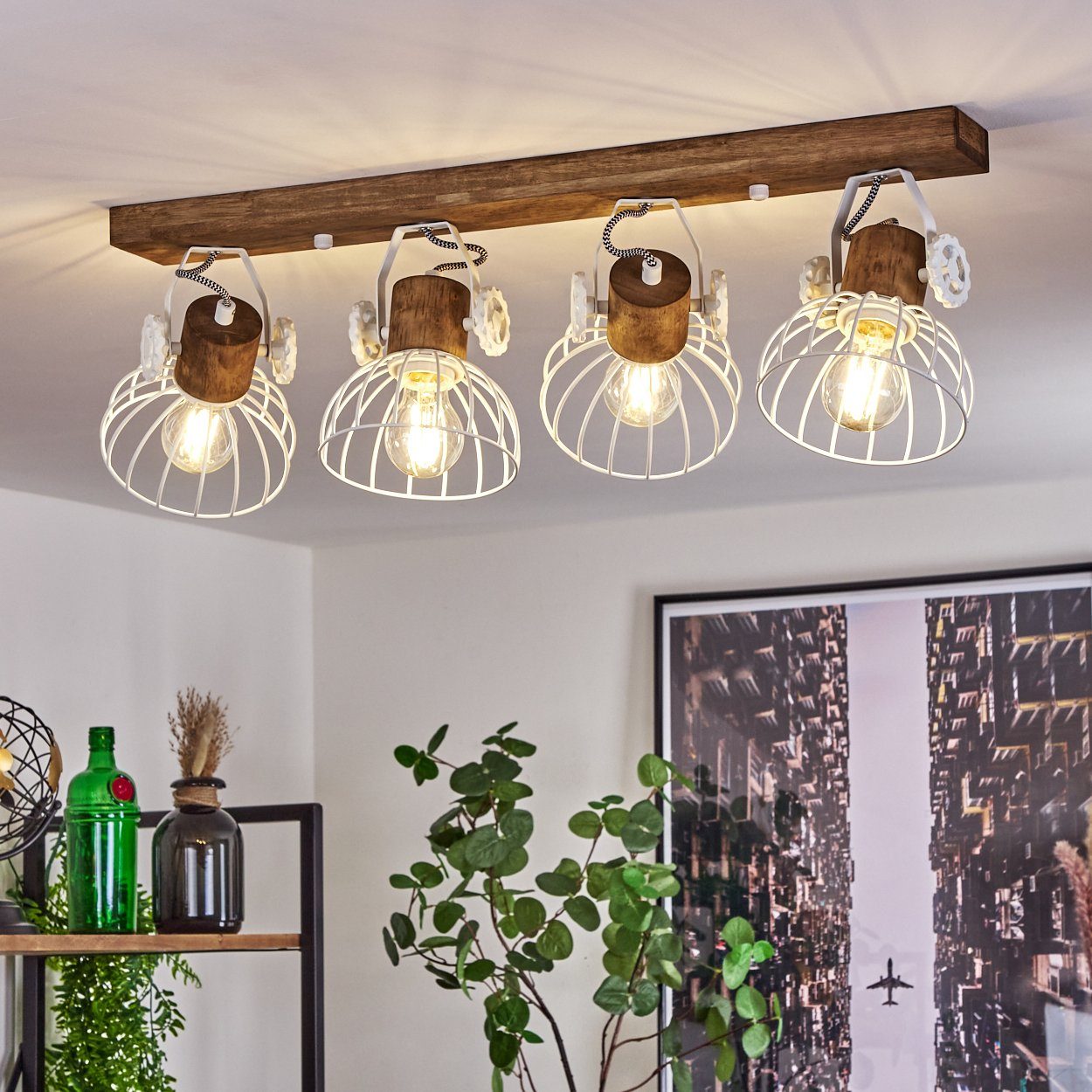 hofstein Deckenleuchte »Cotes« Deckenlampe aus Holz/Metall, günstig online kaufen