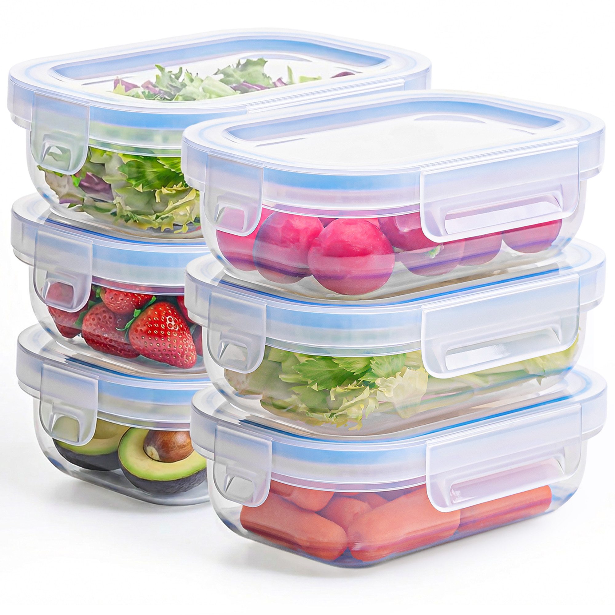 KONZEPT Frischhaltedose mit luftdichtem Deckel, 600 ml, transparent, (6-tlg), BPA-frei, Stapelbar, Für Kühlschrank, Zum Mitnehmen