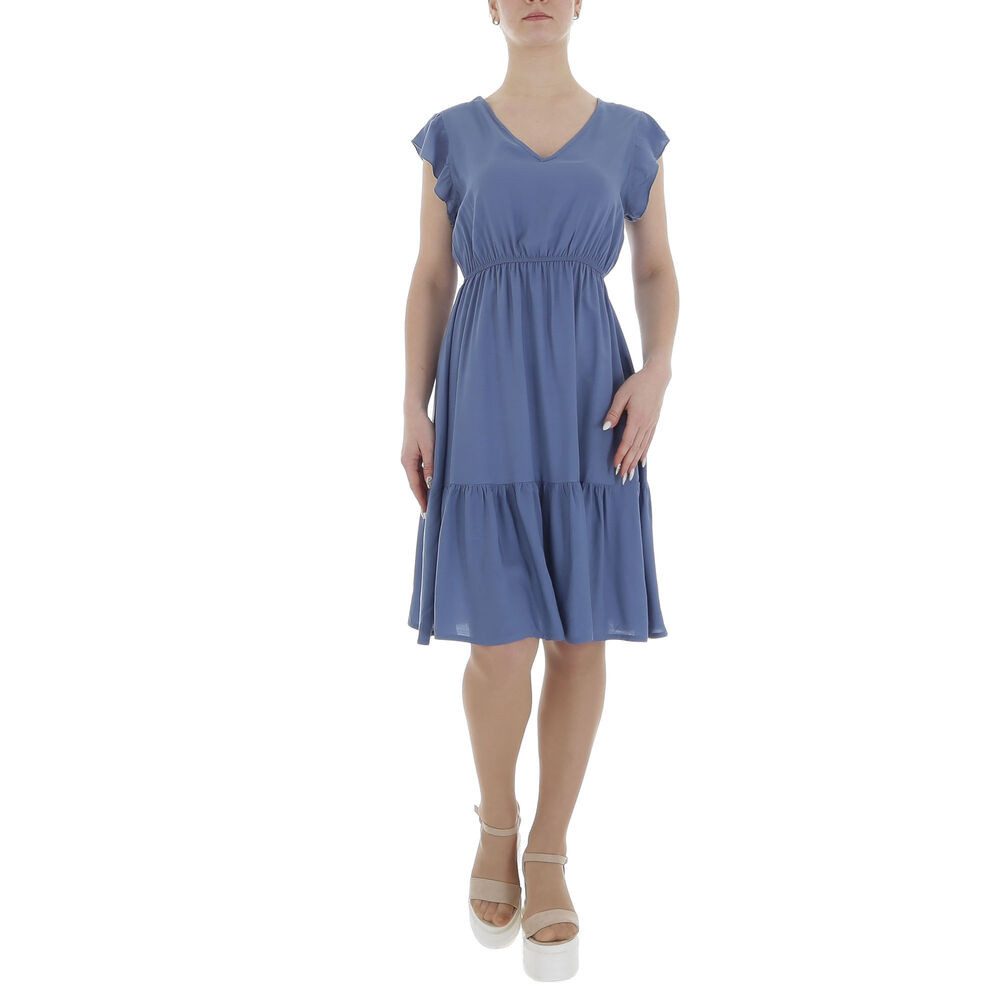 Ital-Design Sommerkleid Damen Freizeit (85941302) Rüschen Sommerkleid in Blau