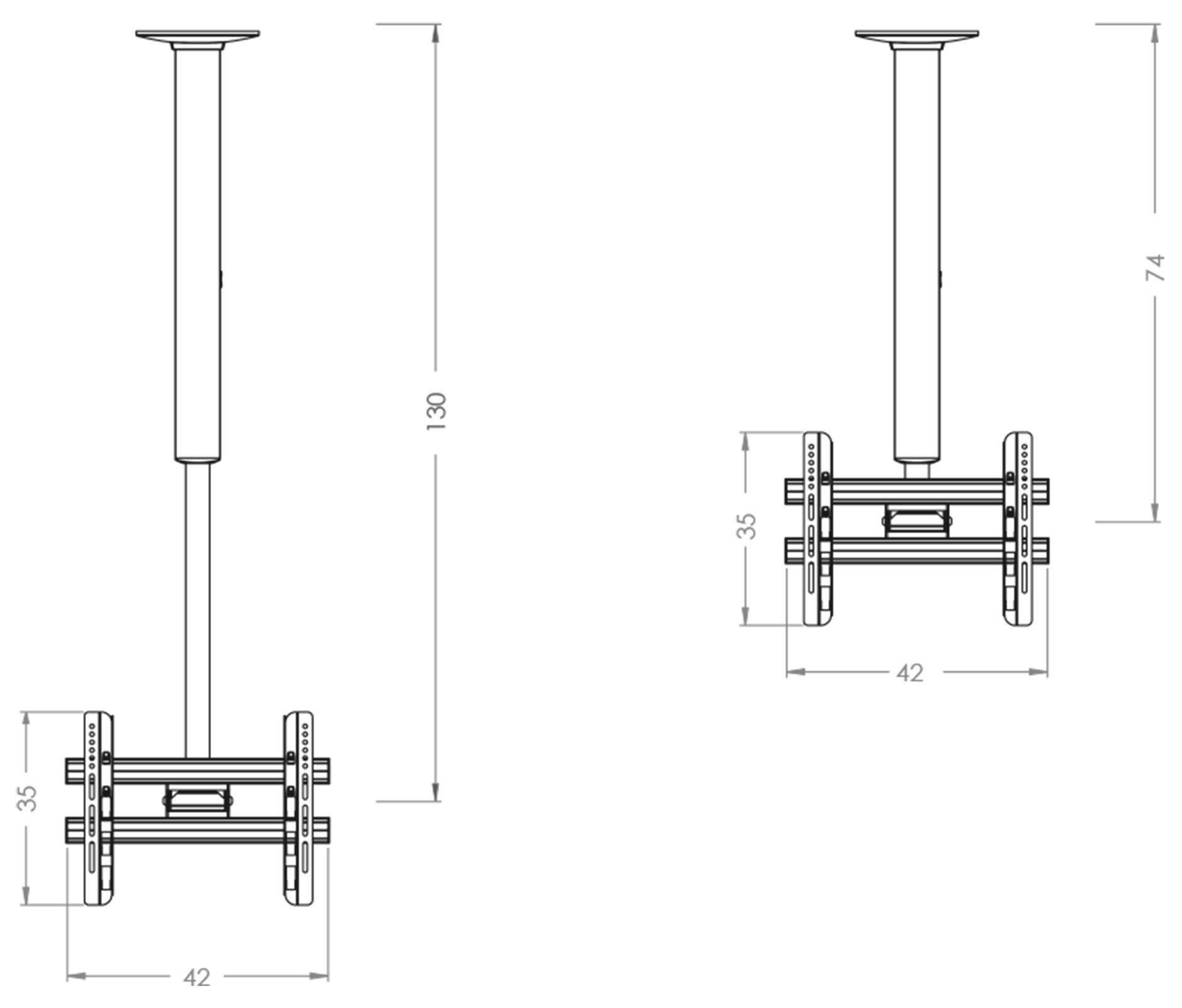 VCM TV-Wandhalterung TV Deckenhalterung CM3 höhenverstellbar 74-130 cm