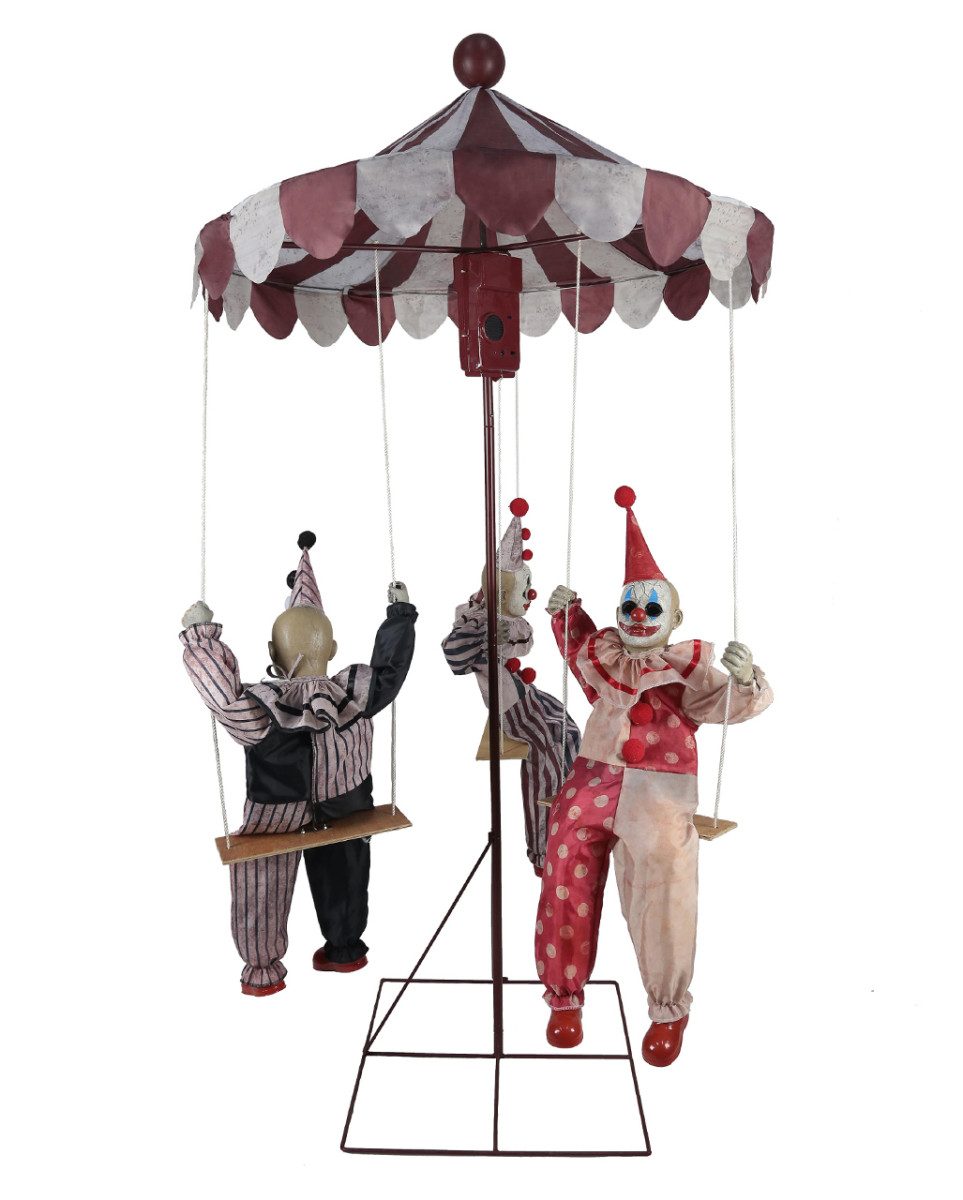 Horror-Shop Dekoobjekt Horrorclown Karussell Halloween Animatronic mit Be