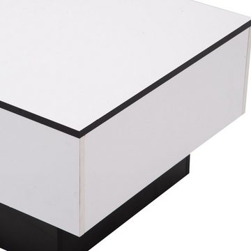 Ulife Couchtisch Hochglänzender & weißer Sofatisch mit ausziehbaren Tischplatte (Packung, 1 Tisch), großer Stauraum, hochwertige Folie, reibungsloser Desktop