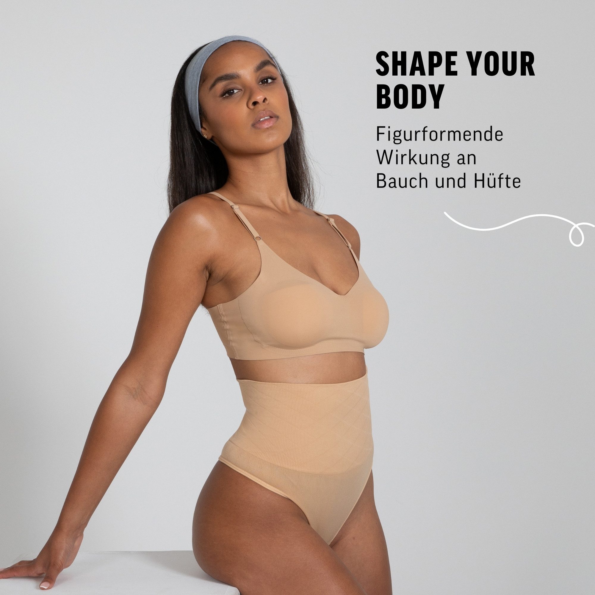 Smilodox String Nysa, High Waist String Seamless Tanga, figurformend Bauchkontrolle Unterwäsche Tange Slips Unterhose