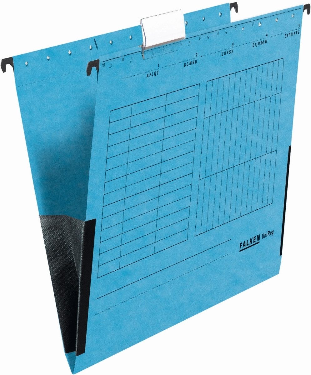 Falken Hefter Hängetasche UniReg Kraftkarton 230g/qm mit Leinenfröschen blau VE=5 St
