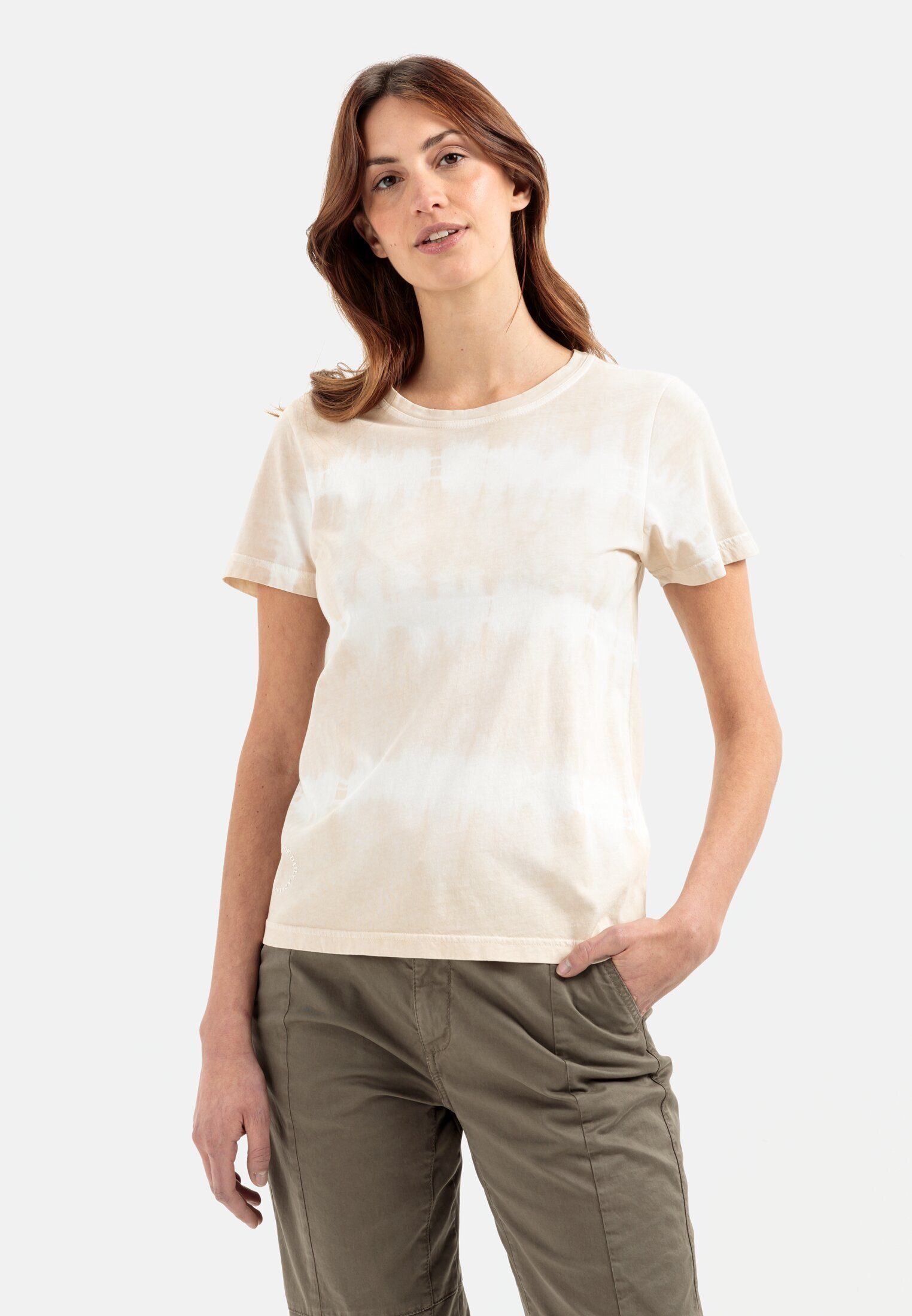 camel active T-Shirt mit Batikstreifen Beige