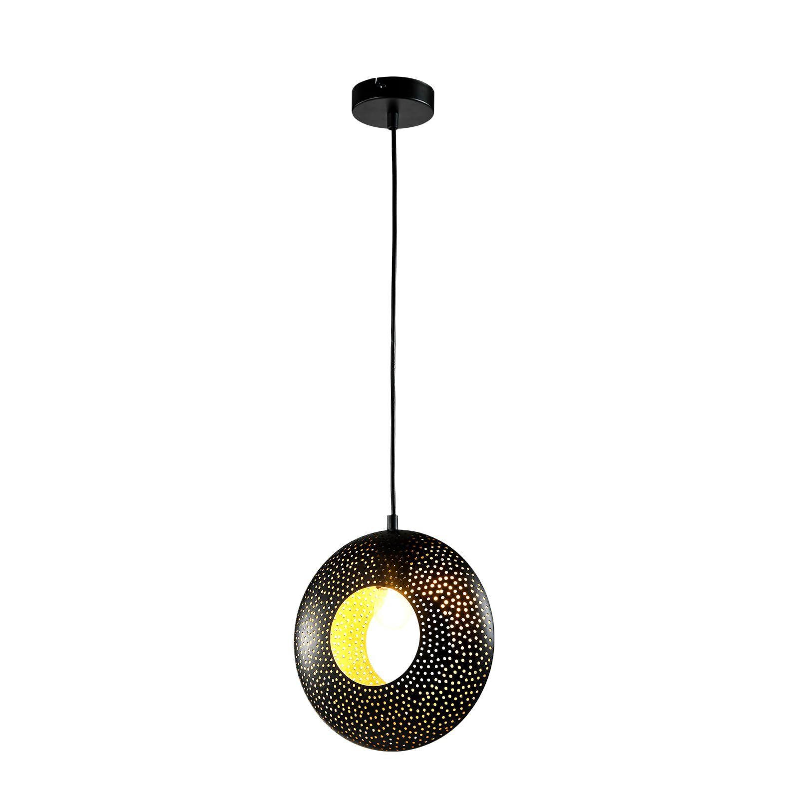 LQWELL LED Pendelleuchte Schwarz Rund, E27 Hängelampe Hängeleuchte Retro, Kronleuchter Anhänger Vertigo Lampe, Höhenverstellbare, für Esszimmer Cafés Studio Bartheke Schlafzimmer Dekor