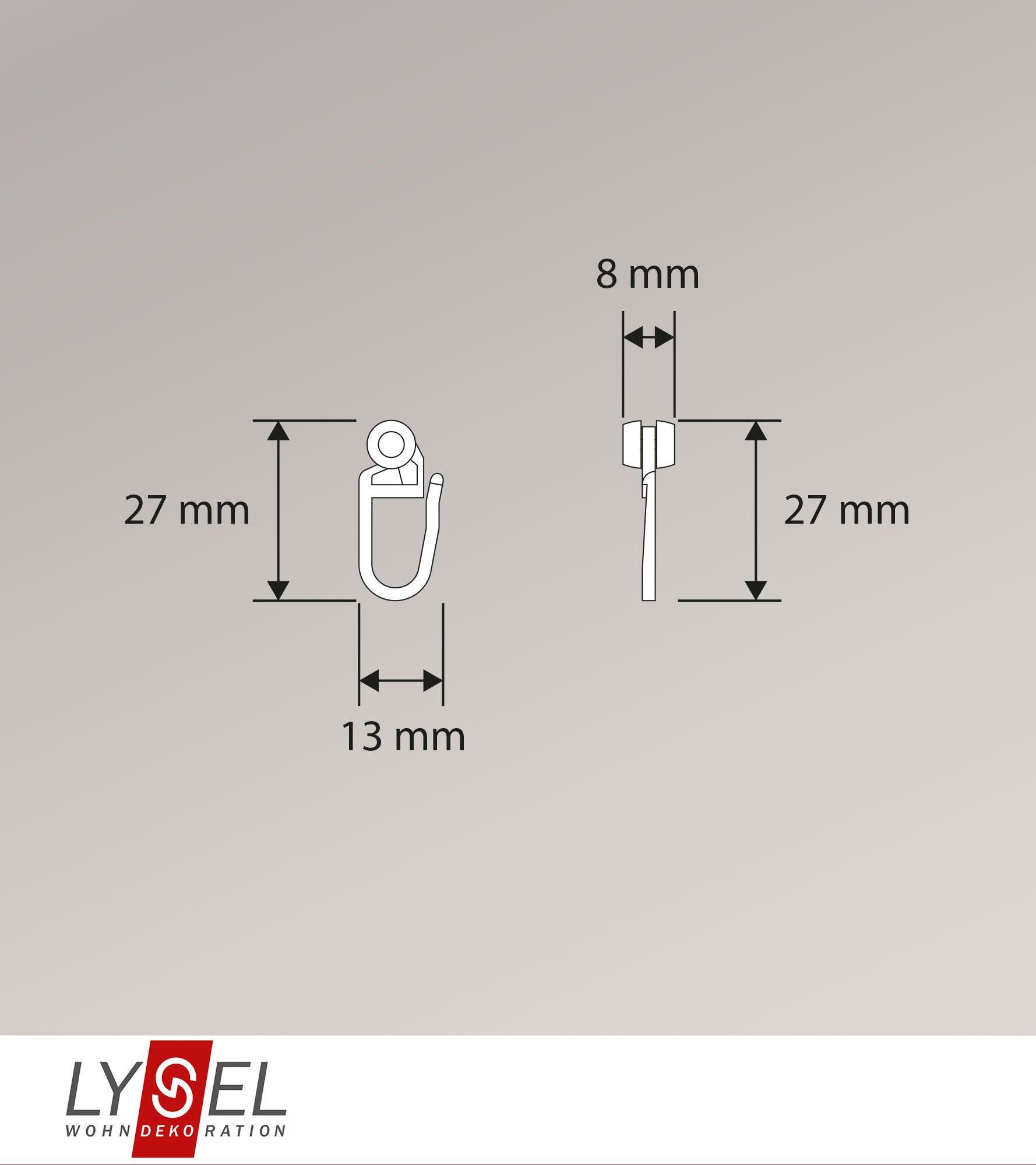 (1-tlg), Innenlaufhaken 50 Stk., 2.5cm Sichtschutzbefestigung H LYSEL®,