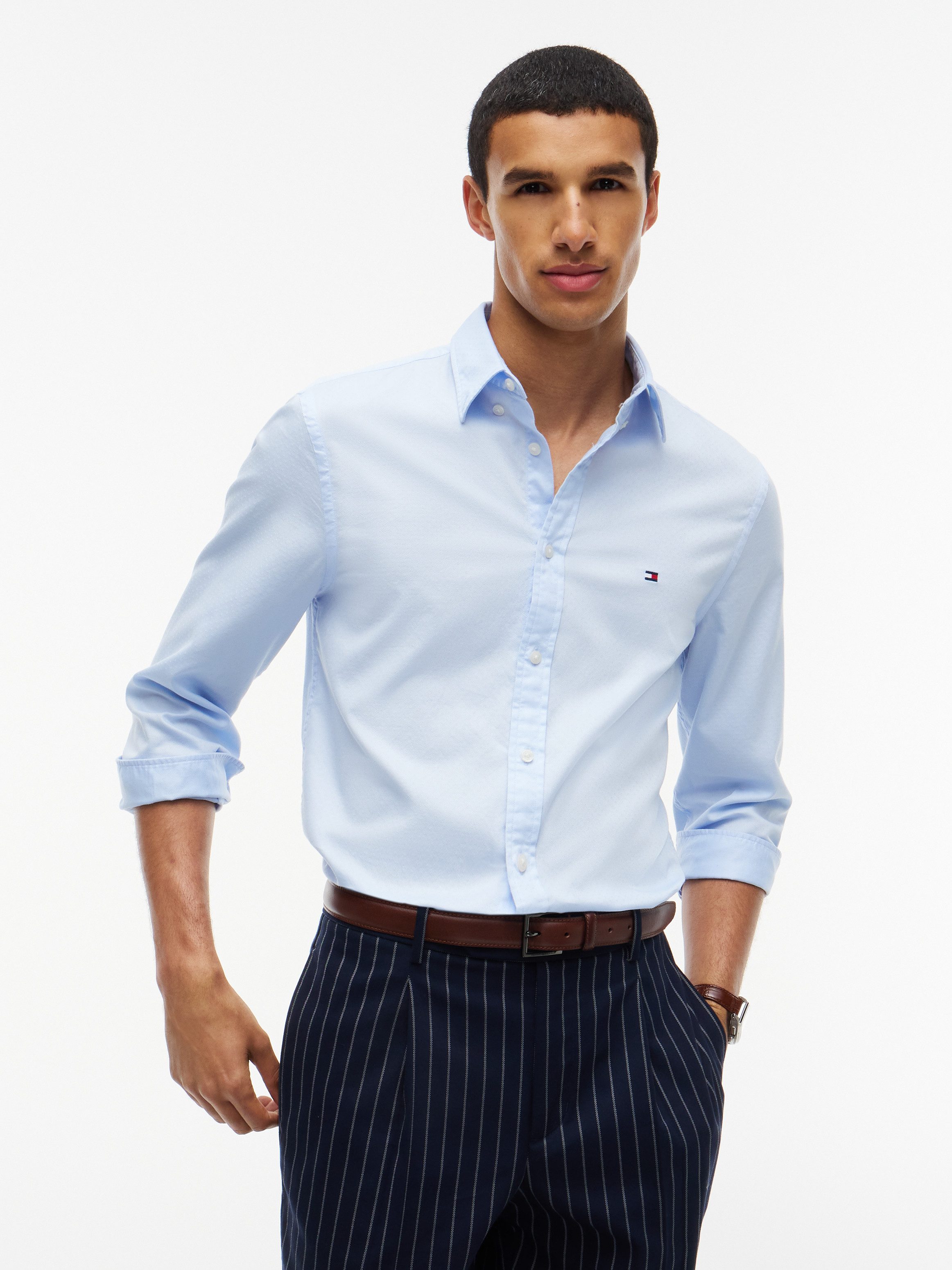 Tommy Hilfiger Langarmhemd FLEX DOBBY SLIM FIT Slim Fit Dobby Structure