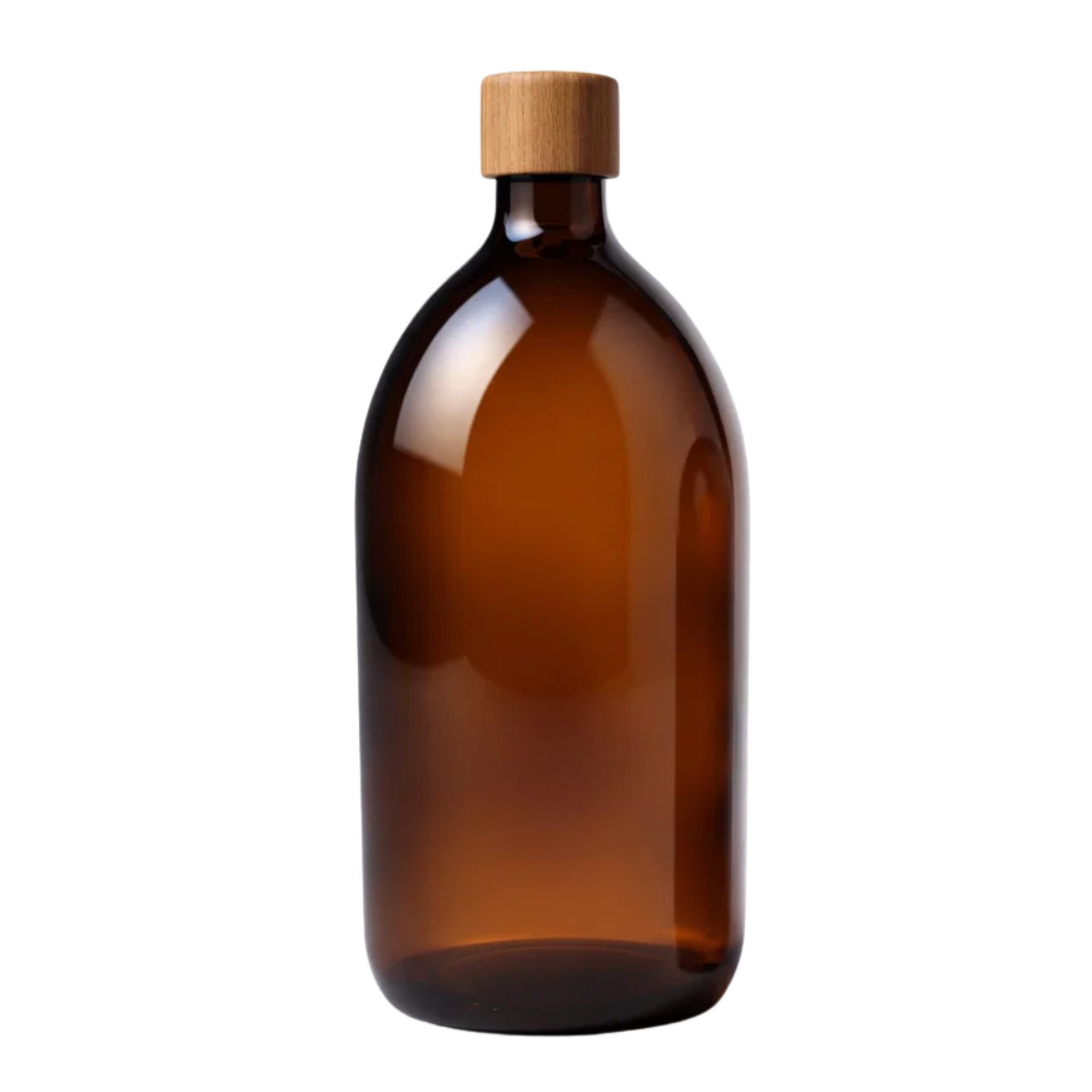 mikken Trinkflasche Braune Glasflasche 1000 ml mit Holzdeckel – Apothekerflasche 1L, für Öl, Essig & Likör, lichtschutz, luftdicht