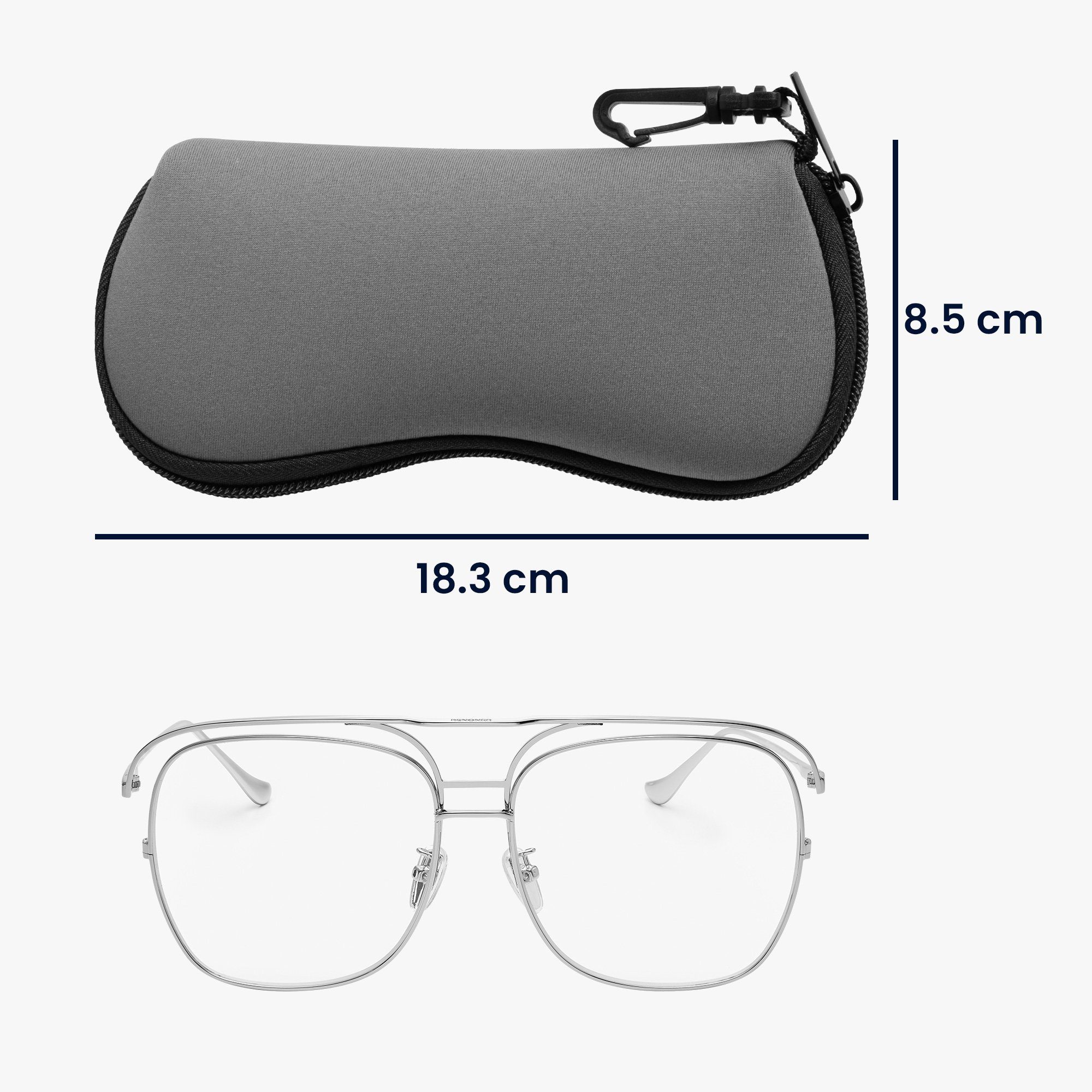 kwmobile Brillenetui Brillenetui aus Neopren - weiche Tasche für Brille oder Sonnenbrille, Etui Case mit Karabiner zum Anhängen