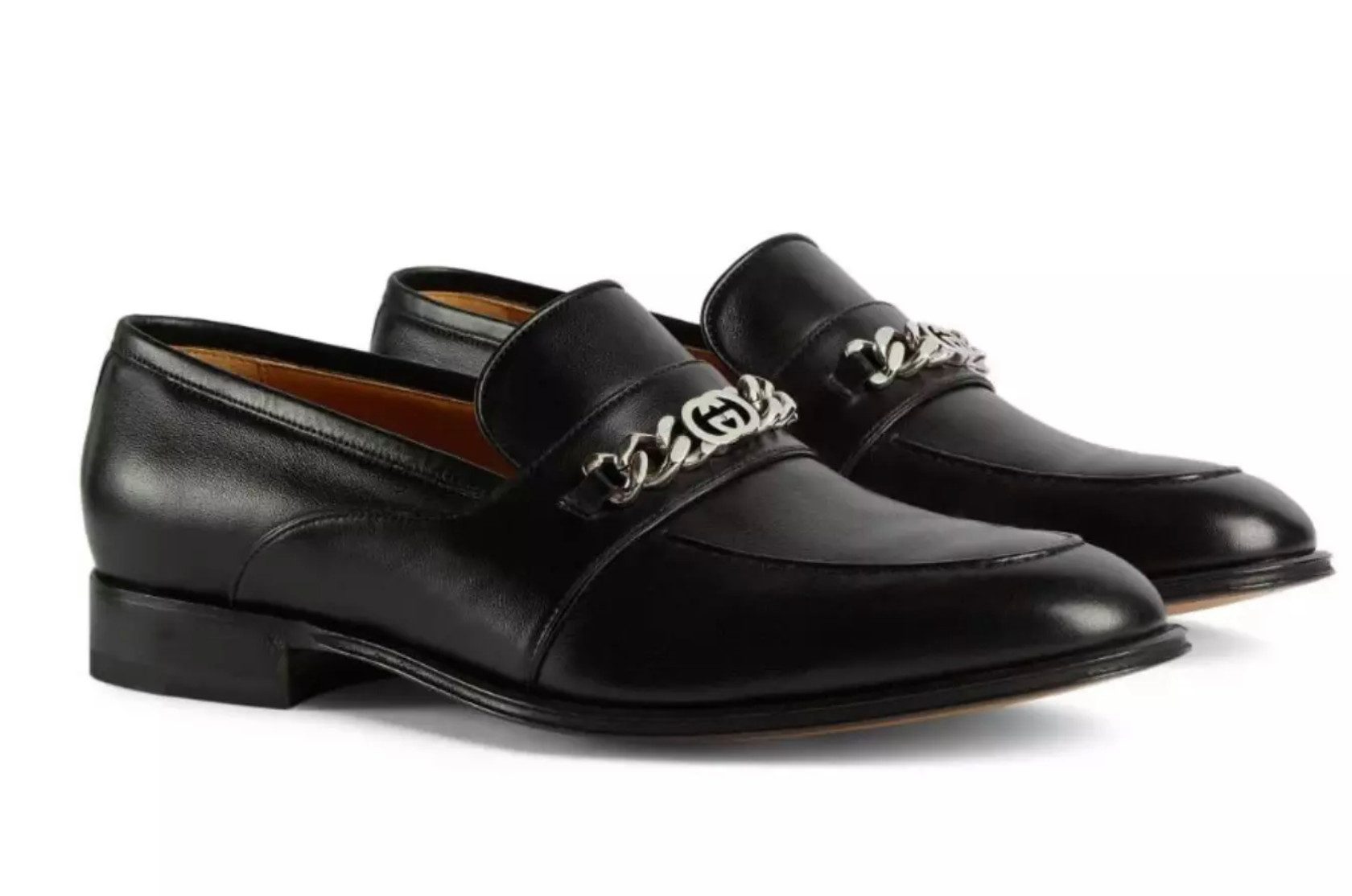 GUCCI Chain Slip-On Loafers Mokassin Kettenverzierung im Palladium-Ton mit Miniatur-Interlocking