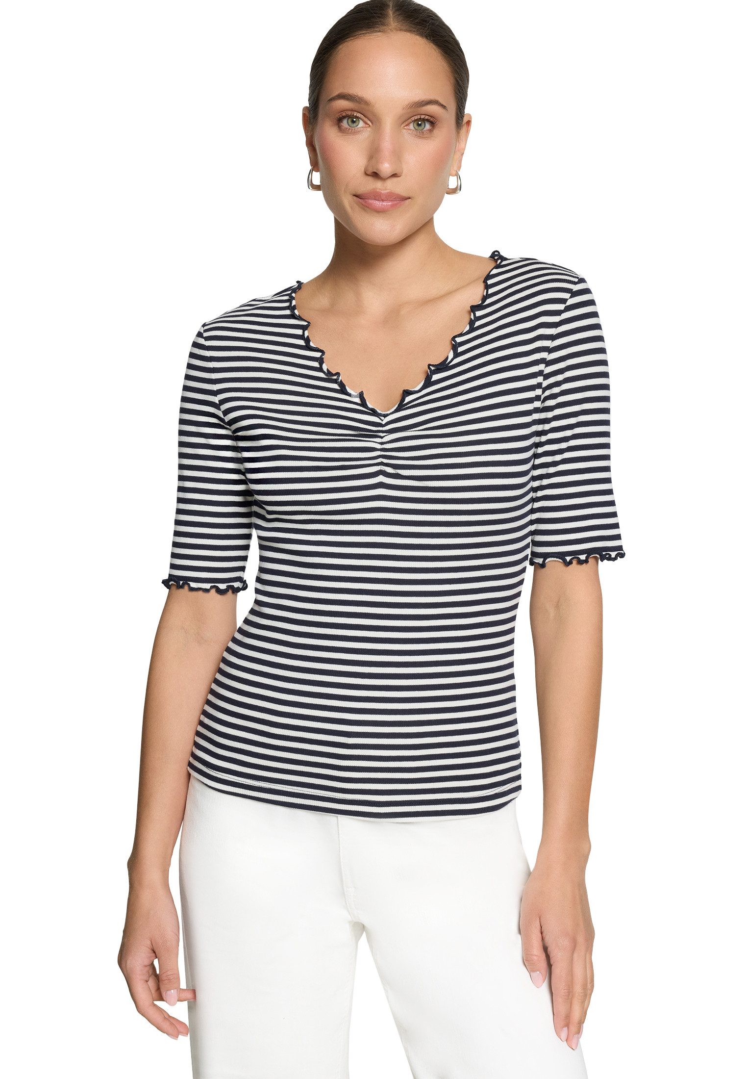 Zero Kurzarmshirt Damen mit Raffung (1-tlg) Raffung