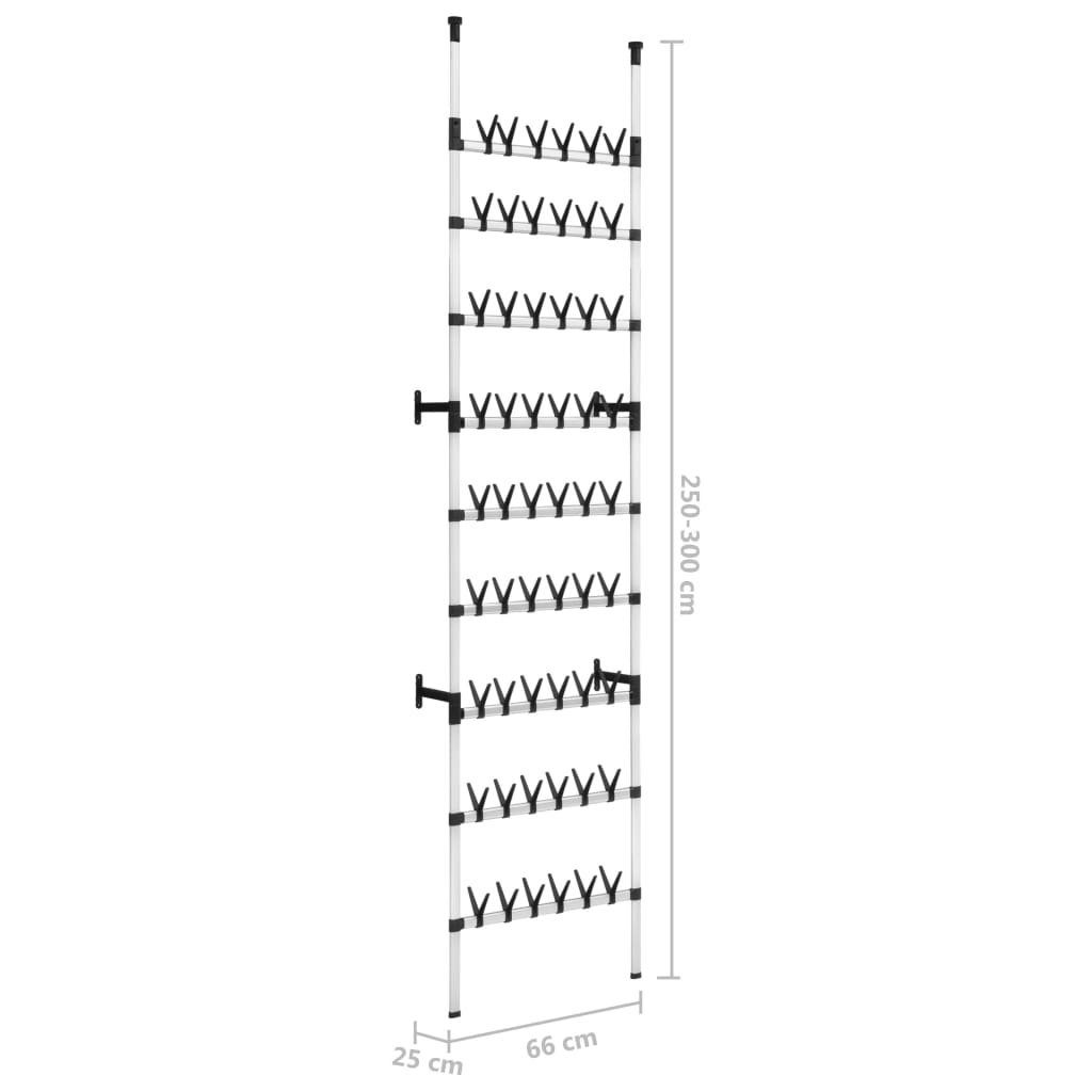 furnicato Aluminium Schuhschrank mit Teleskop-Schuhregal Stangen