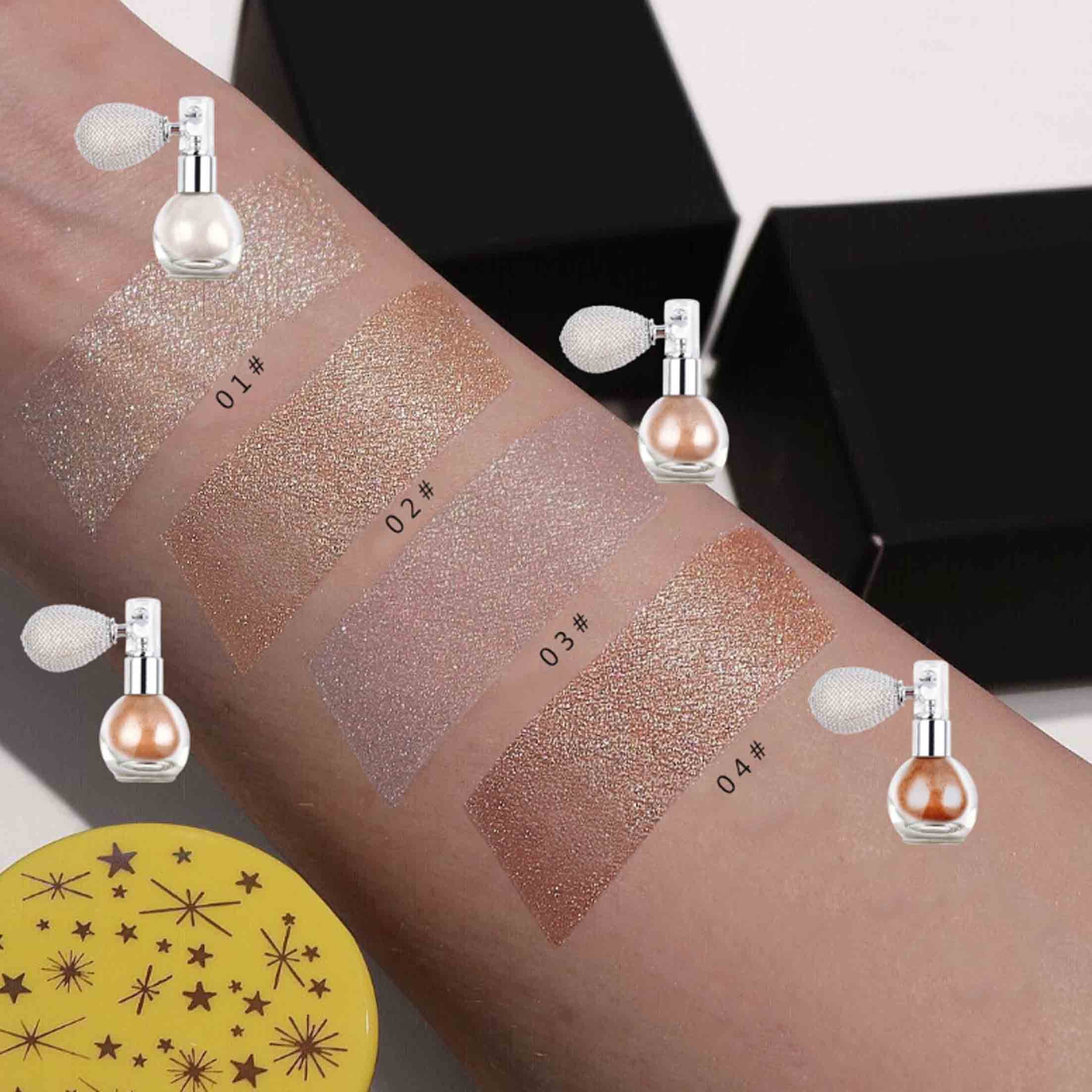 KINSI Bronzer-Puder Glitzerpuder,Körper Highlight,die Haut aufhellen, Party-Kosmetik, Party-Makeup, Haar-Glanzspray, Glitzerpuder für Gesicht und Körper