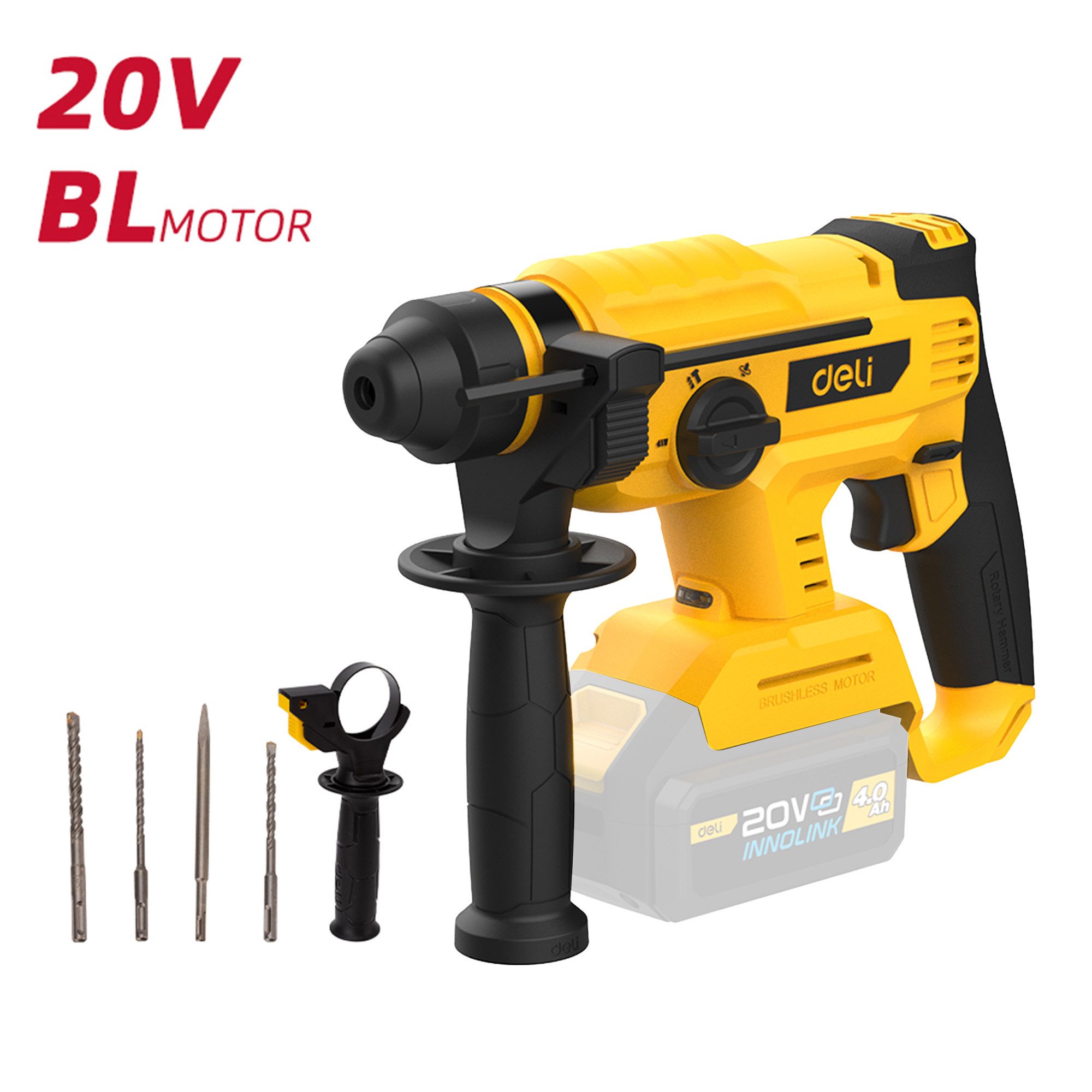DELI Akku-Bohrhammer Akku-Bohrhammer 20V bürstenloser Motor