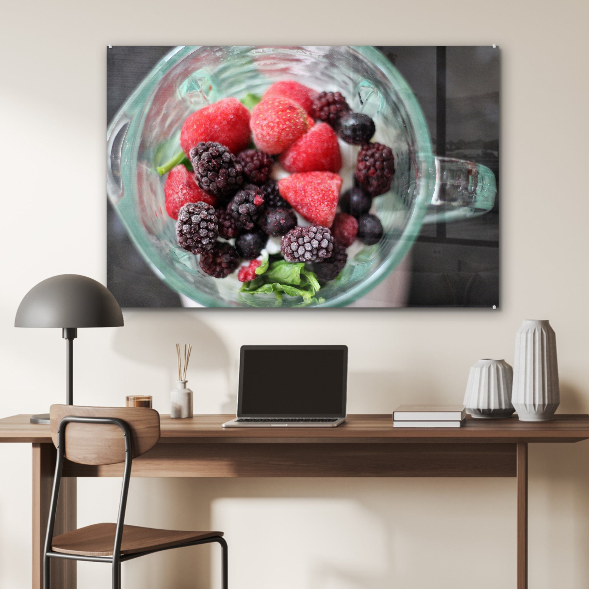 einem in Acrylglasbild Acrylglasbilder Beeren & MuchoWow St), Gefrorene (1 Mixer, Wohnzimmer Schlafzimmer