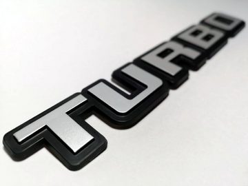HR Autocomfort Typenschild Auto Relief 3D Schild TURBO Emblem 19 cm silbergrau selbstklebend