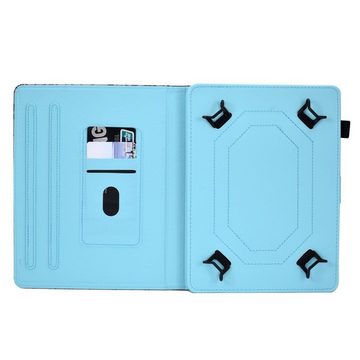 Wigento Tablet-Hülle Kunstleder Tablet Cover Tasche Green Flower für PocketBook InkPad X Blau Hülle Case Etui