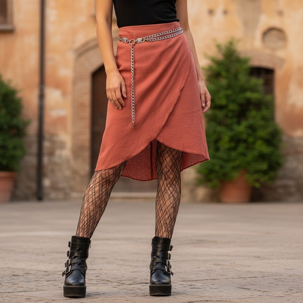 Guru-Shop Minirock Psytrance Goa Wickelrock, Minirock - rostorange alternative Bekleidung