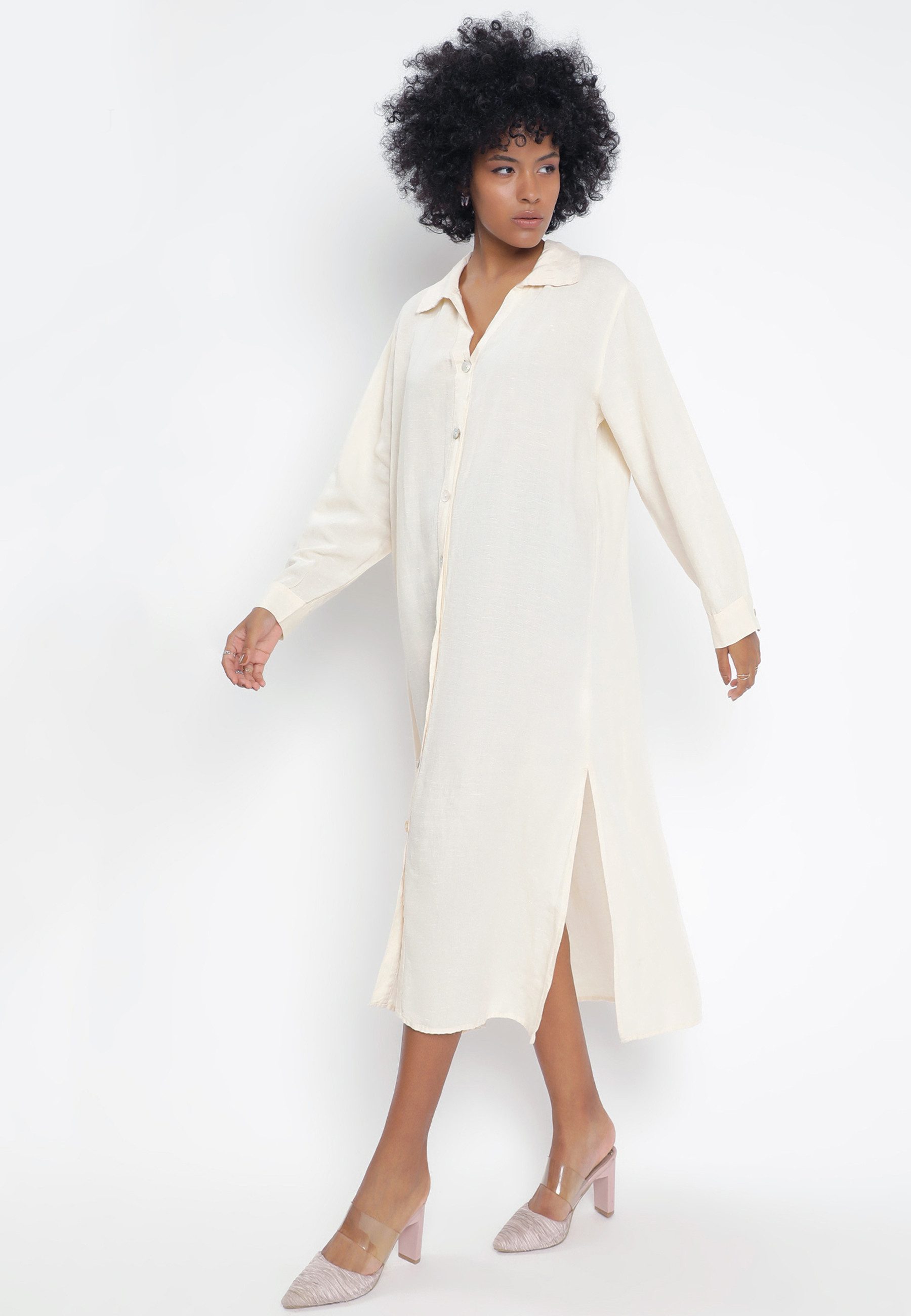 YC Fashion & Style Blusenkleid Blusenkleid aus 100% Leinen ... Basic günstig online kaufen