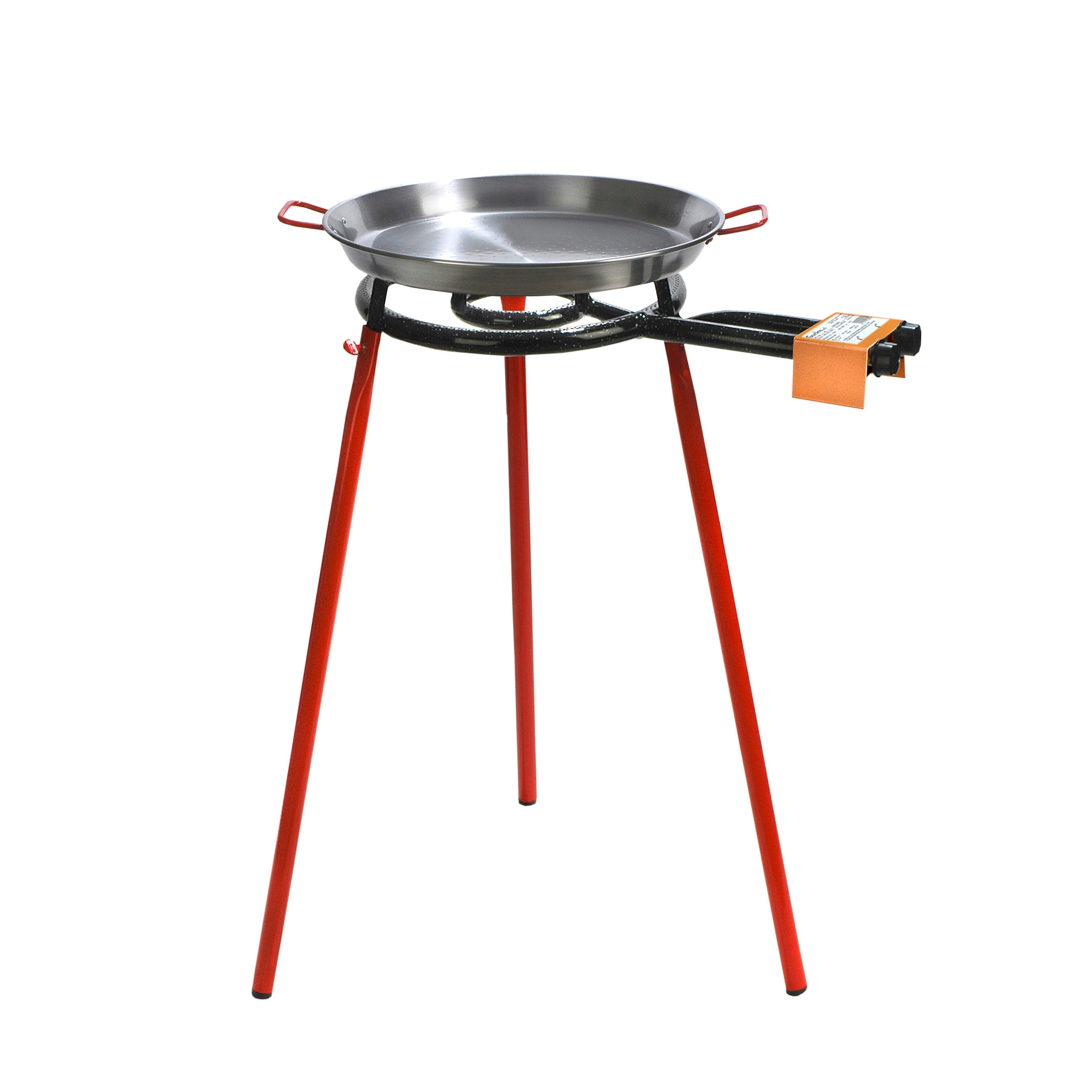 Garcima Paellapfanne Paella Grill Set Mediterrani mit Kelle und Gasanschluss - 10 Rationen
