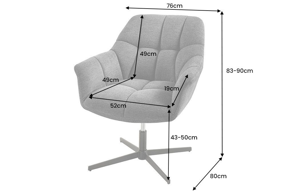 riess-ambiente Loungesessel PAPILLON senfgelb – Samt-Bezug, 360° drehbar, mit Armlehne (Einzelartikel, 1-St), höhenverstellbare Sitzschale für mehr Komfort – id – Bild 4 von 5