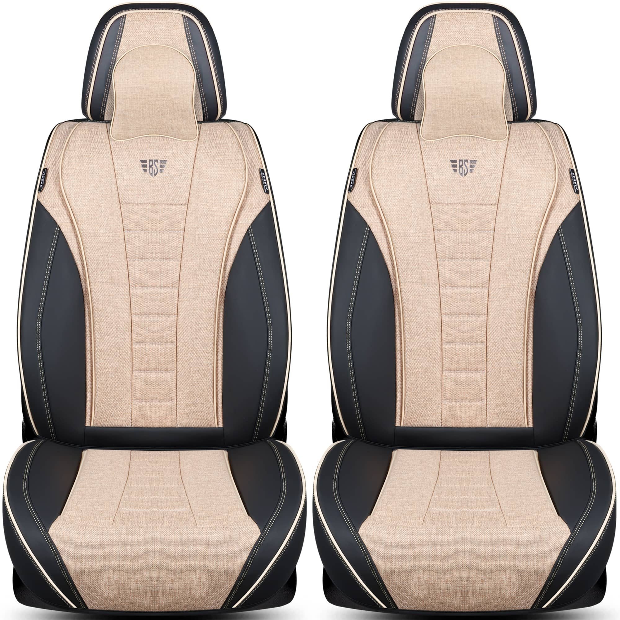 BREMER SITZBEZÜGE Autositzbezug für Seat Toledo 4 KG Bj 2013-18 (NL3), Set, Schonbezüge Sitzbezüge Fahrer und Beifahrer, in Schwarz/Beige