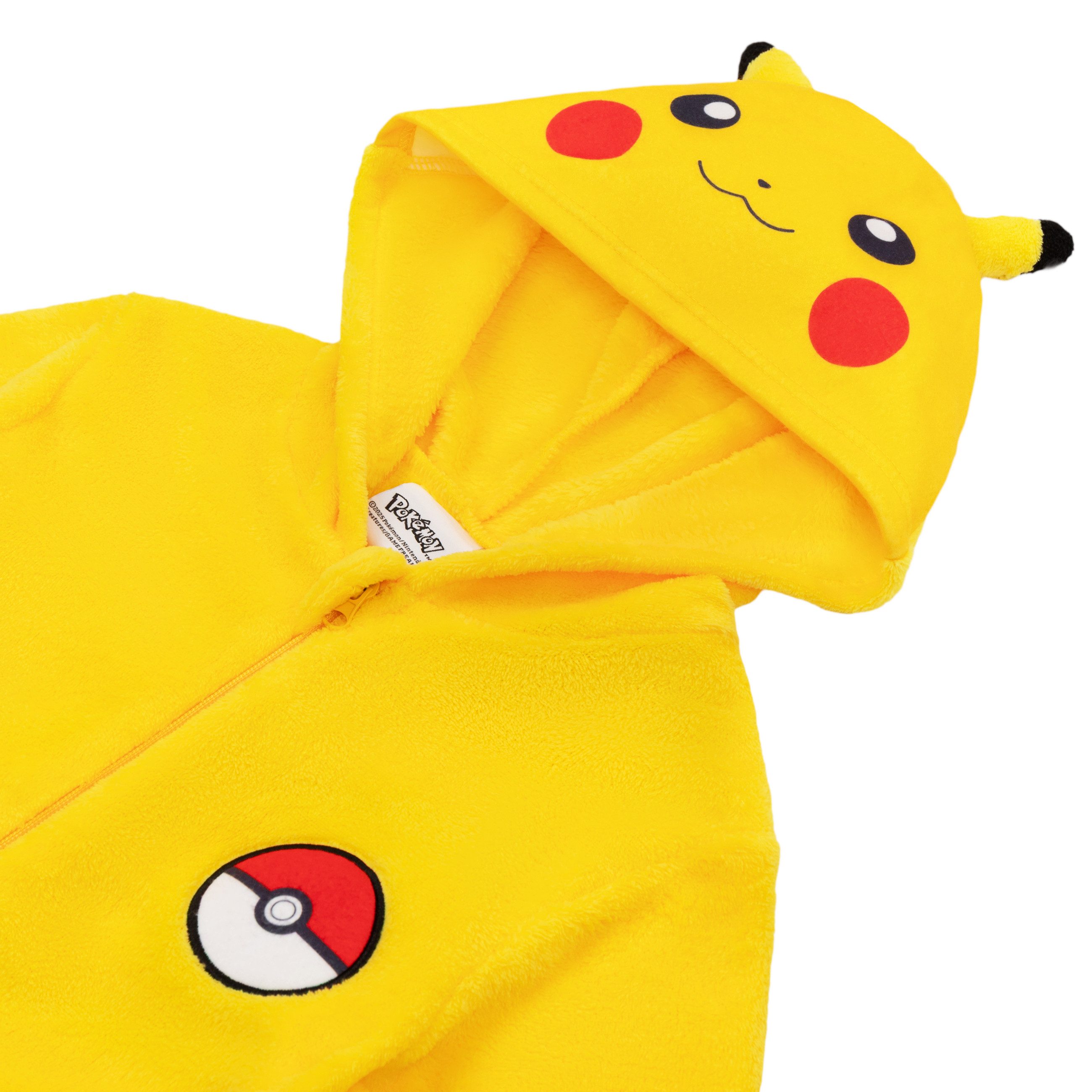 POKÉMON Schlafanzug Pokemon Pikachu Kinder Onesie, Gelber Fleece Jumpsuit (Pokemon) – Bild 2 von 4