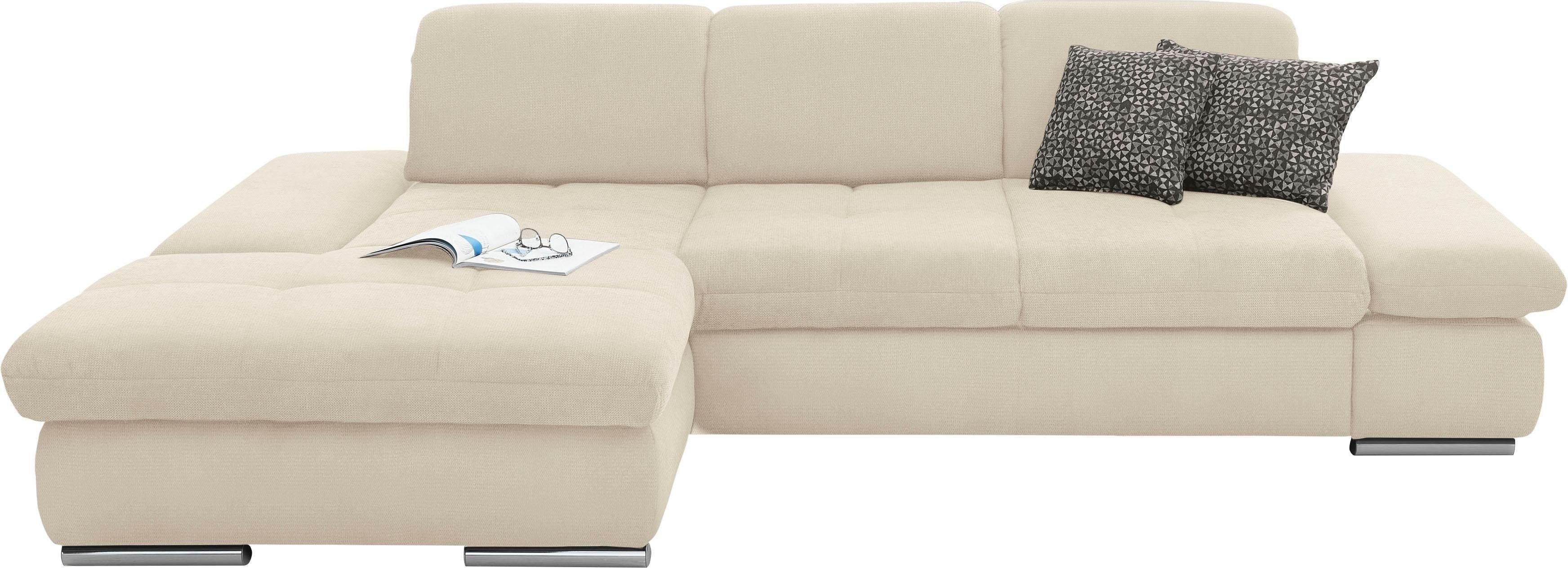set one by Musterring Ecksofa SO4100 V, mit verstellbaren Kopfteilen, wahlweise mit Funktionen, Cord-Bezug