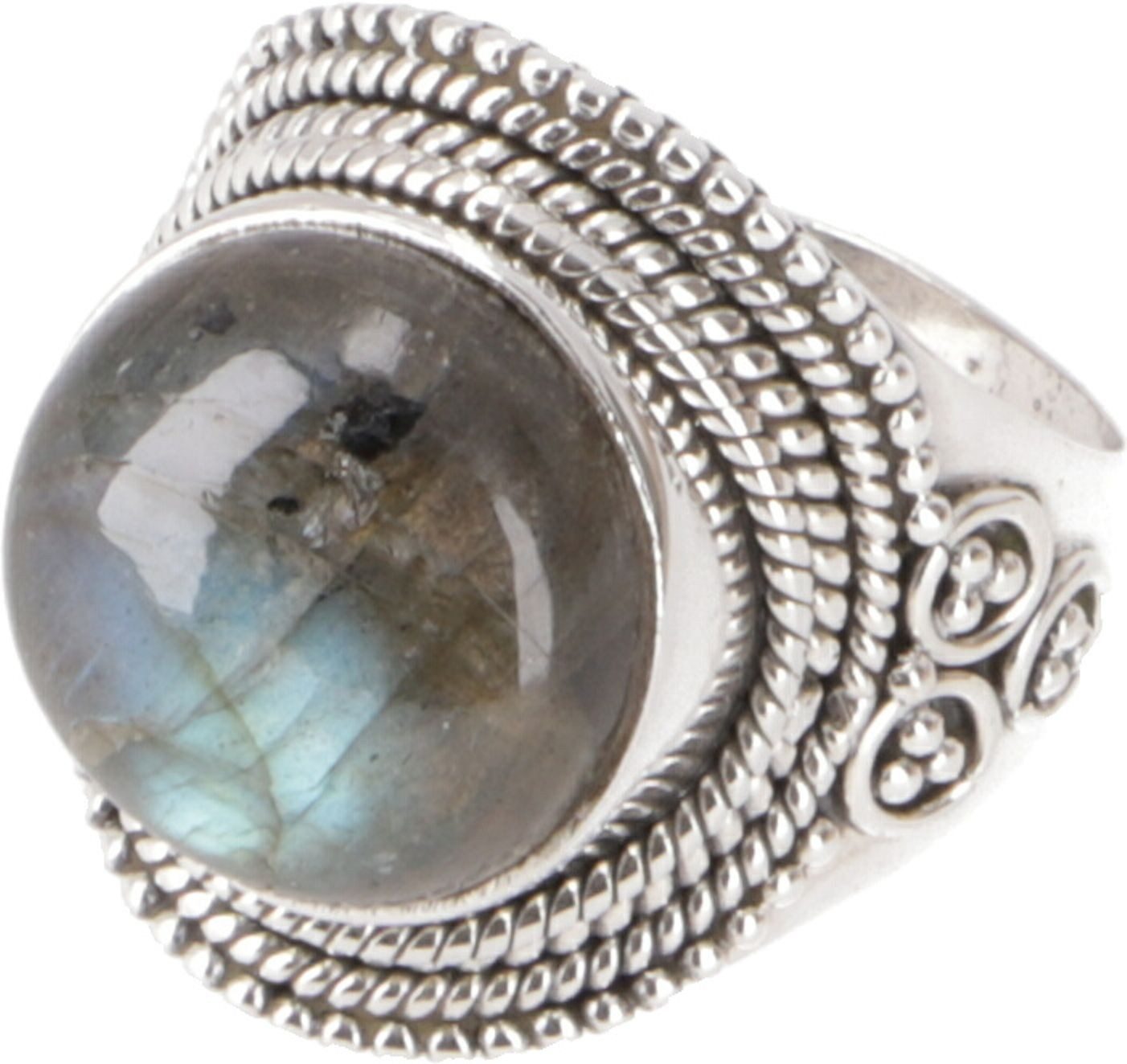 Guru-Shop Silberring Boho Silberring, großer floraler Silberring -..