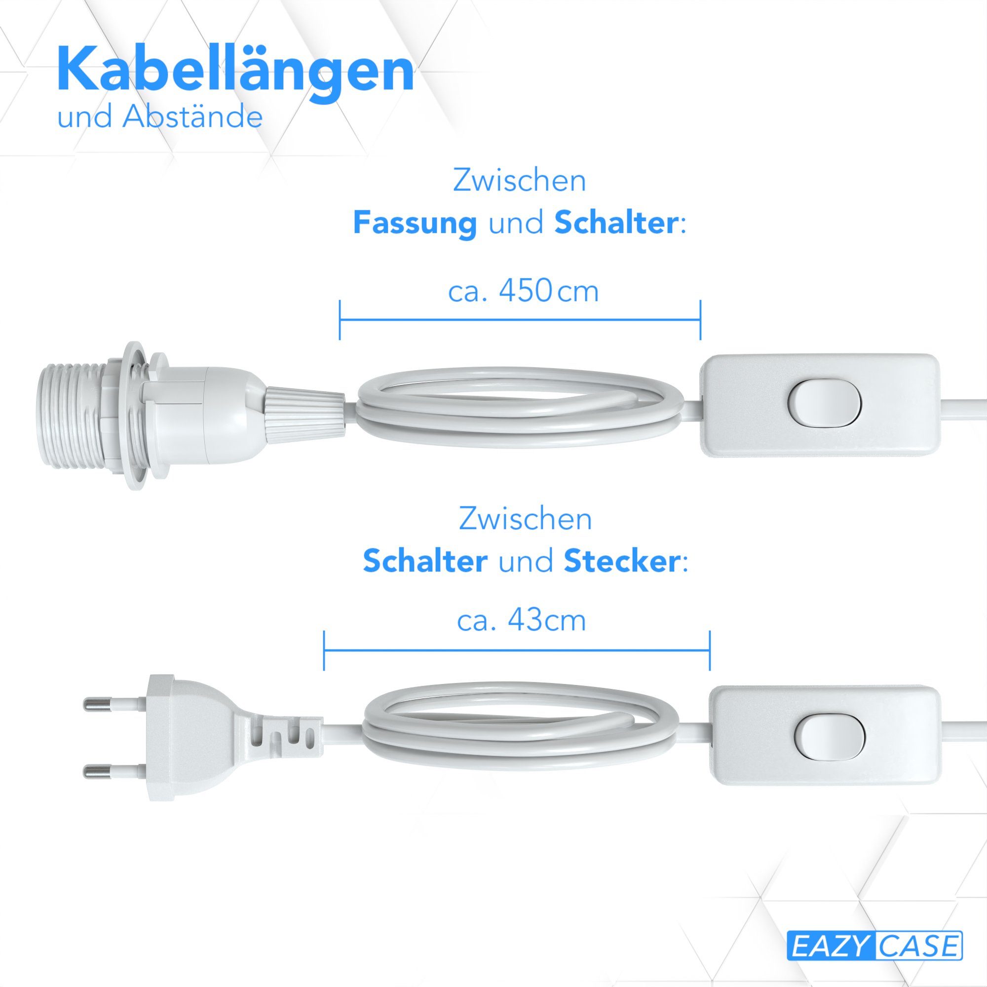 mit für E14 Lampenfassung EAZY E14 3x 3-St), Kabel DIY CASE Schalter Stromkabel Fassung und Lampenschirm Lampensockel Aufhängen 5m, Lampe zum Weiß (Spar-Set,