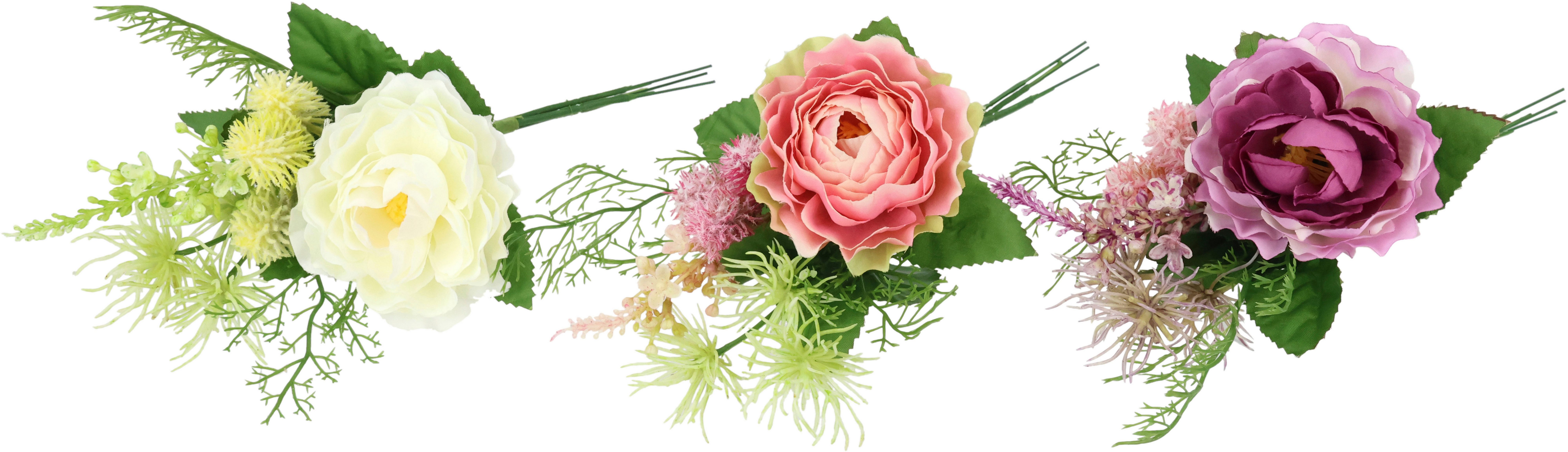 Kunstblume Rosenzweig 3er, I.GE.A., Höhe 24 cm, 24cm Kunstrosen Rosenstrauß günstig online kaufen