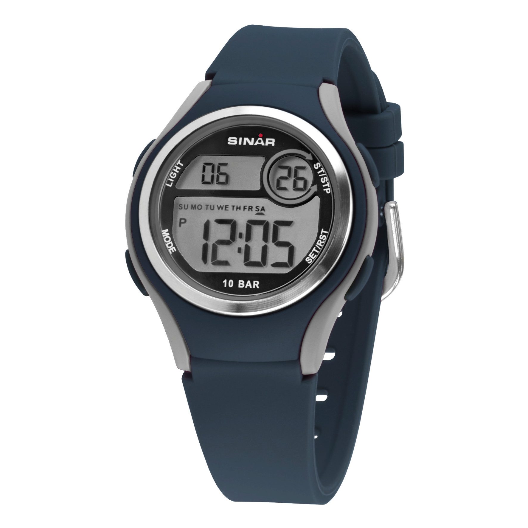 SINAR Digitaluhr XE-64 Jugend Armbanduhr Sportuhr Silikonband 10 bar, digital sportlich modern Geschenkidee Jugend Ø 36 mm