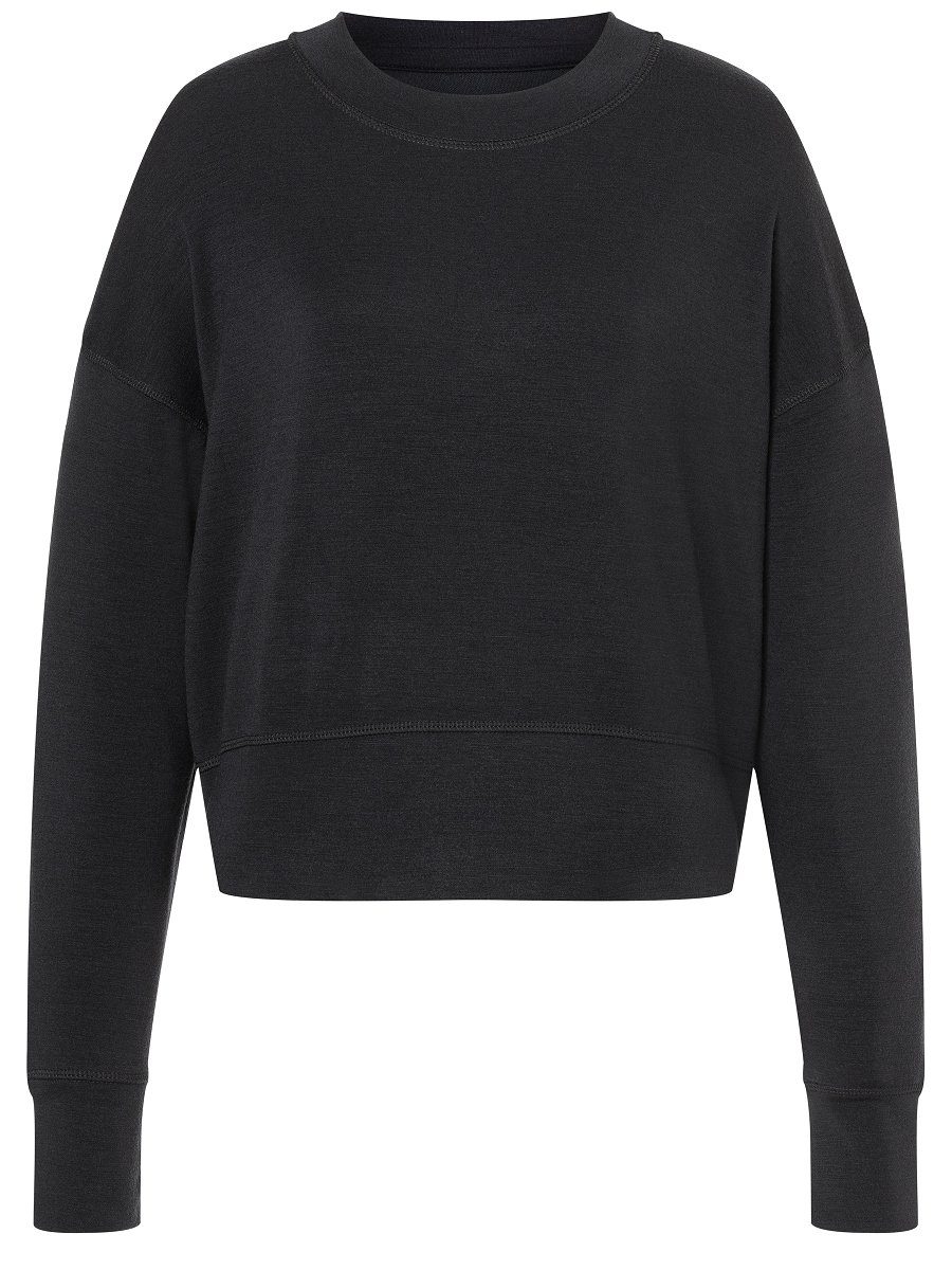 SUPER.NATURAL Sweatshirt Merino lässiger Black SWEATER KRISSINI Merino-Materialmix Sweatshirt W Jet