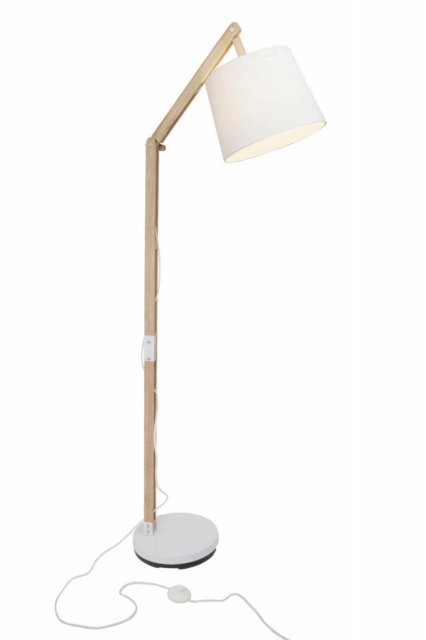 1x geei Carlyn, Lampe Standleuchte 60W, holz Carlyn hell/weiß E27, Stehlampe 1flg A60, Brilliant