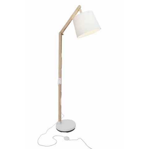 Brilliant Stehlampe Carlyn, Lampe Carlyn Standleuchte 1flg holz hell/weiß 1x A60, E27, 60W, geei