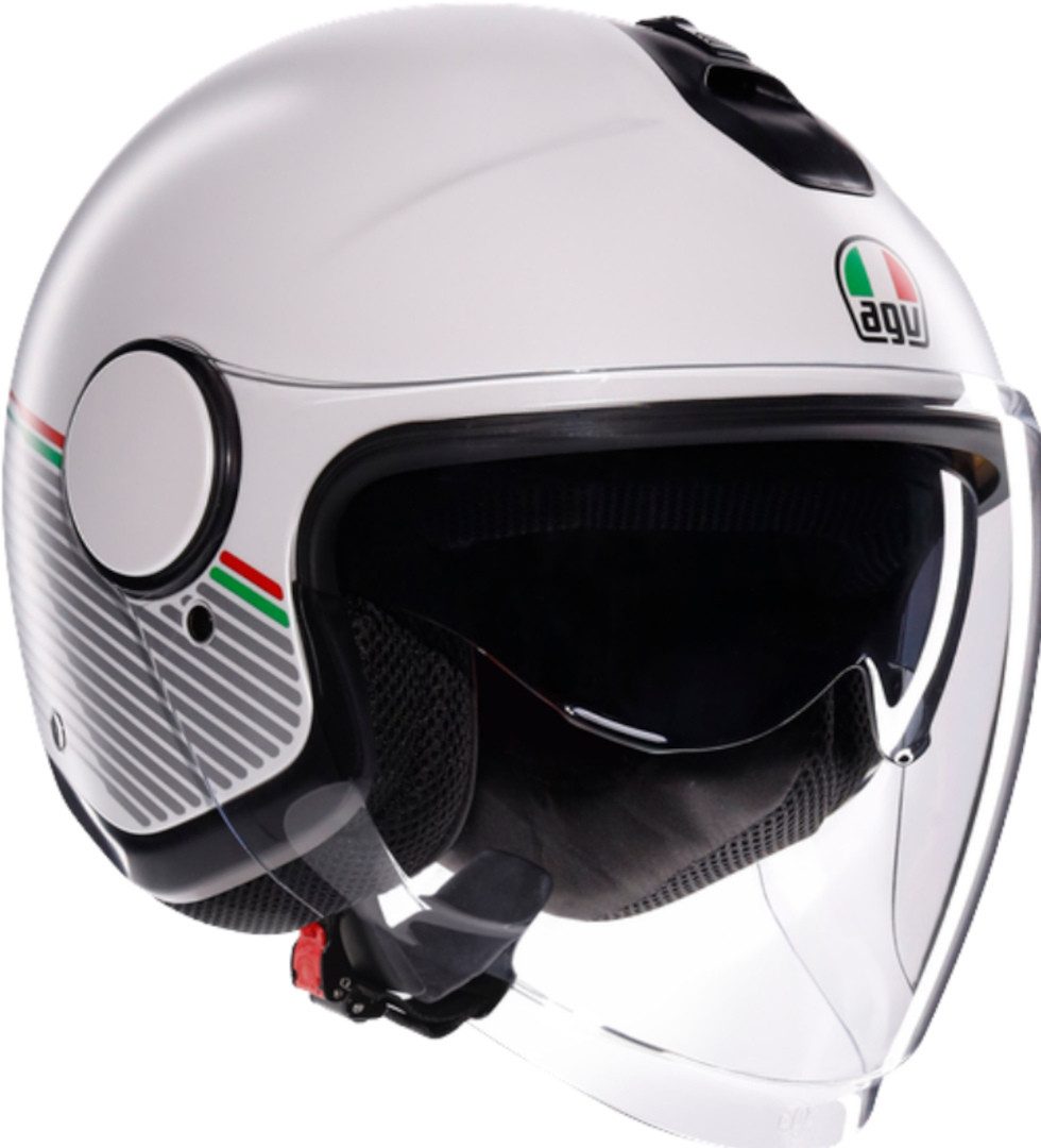 AGV Motorradhelm Eteres Capoliveri Jethelm, integriertes Sonnenvisier,vorbereitet für Kommunikationssystem