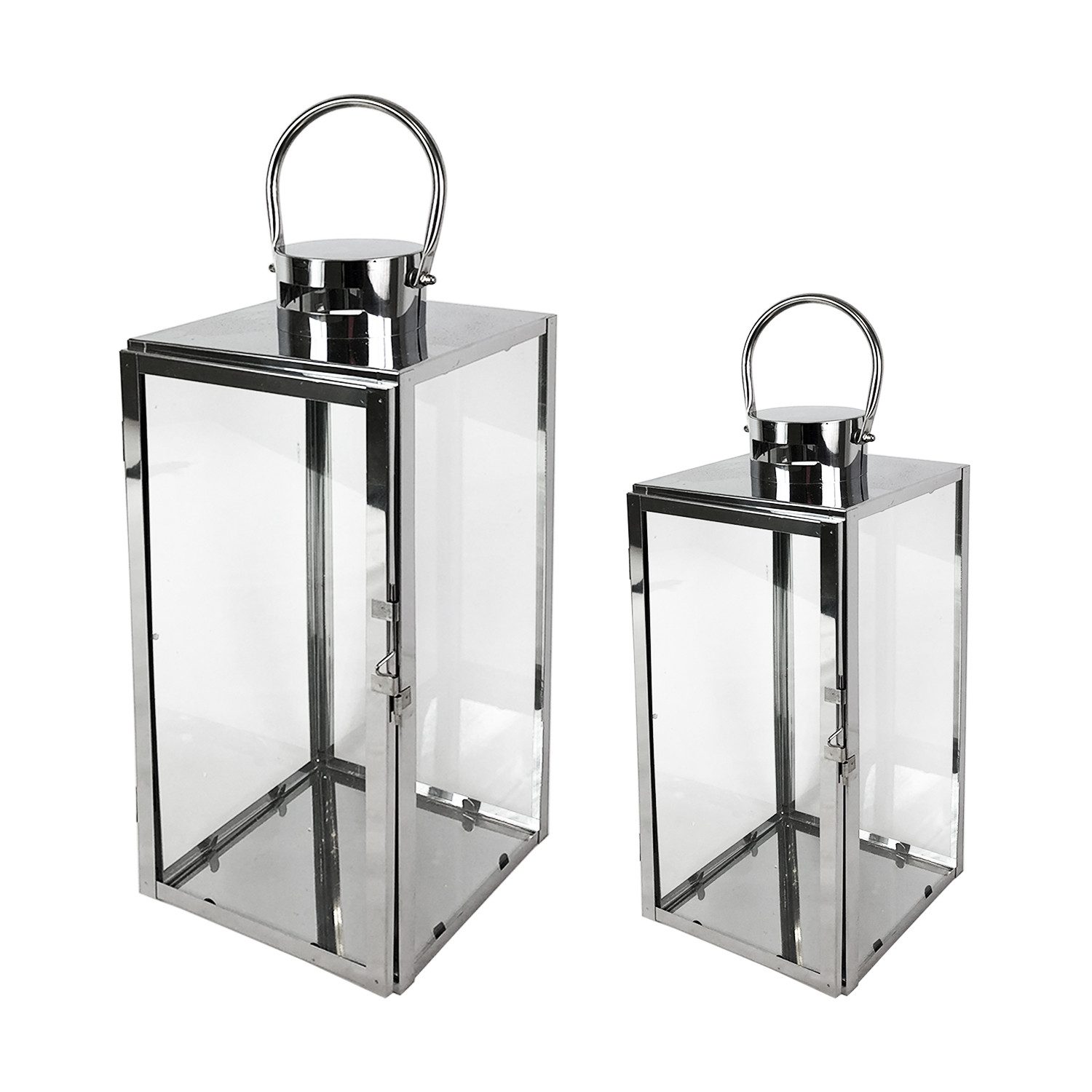 Mojawo Laterne 2er Edelstahl-Laterne Stalllaterne Gartenlaterne Windlicht 3 günstig online kaufen