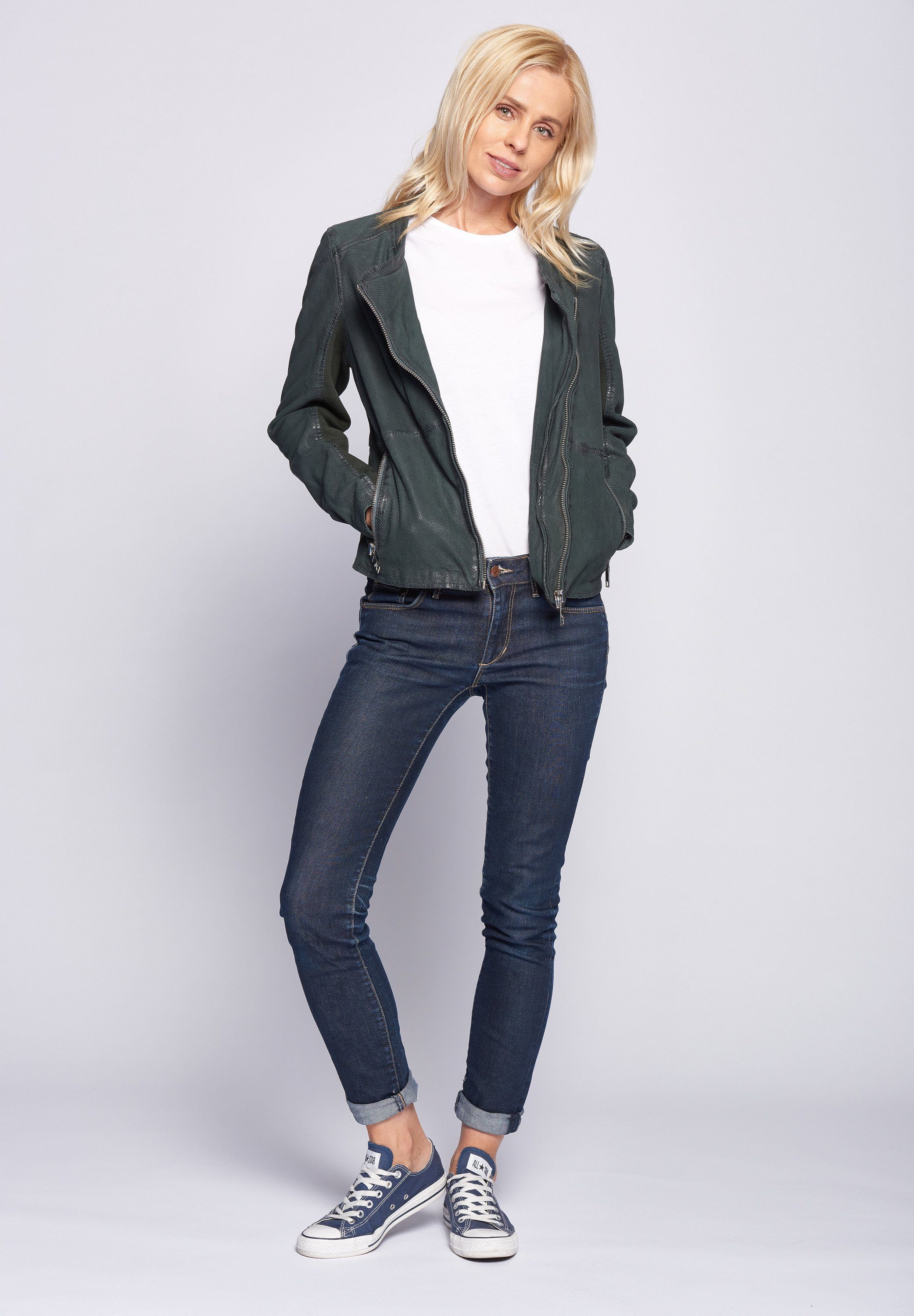 Maze Lederjacke petrol Linden