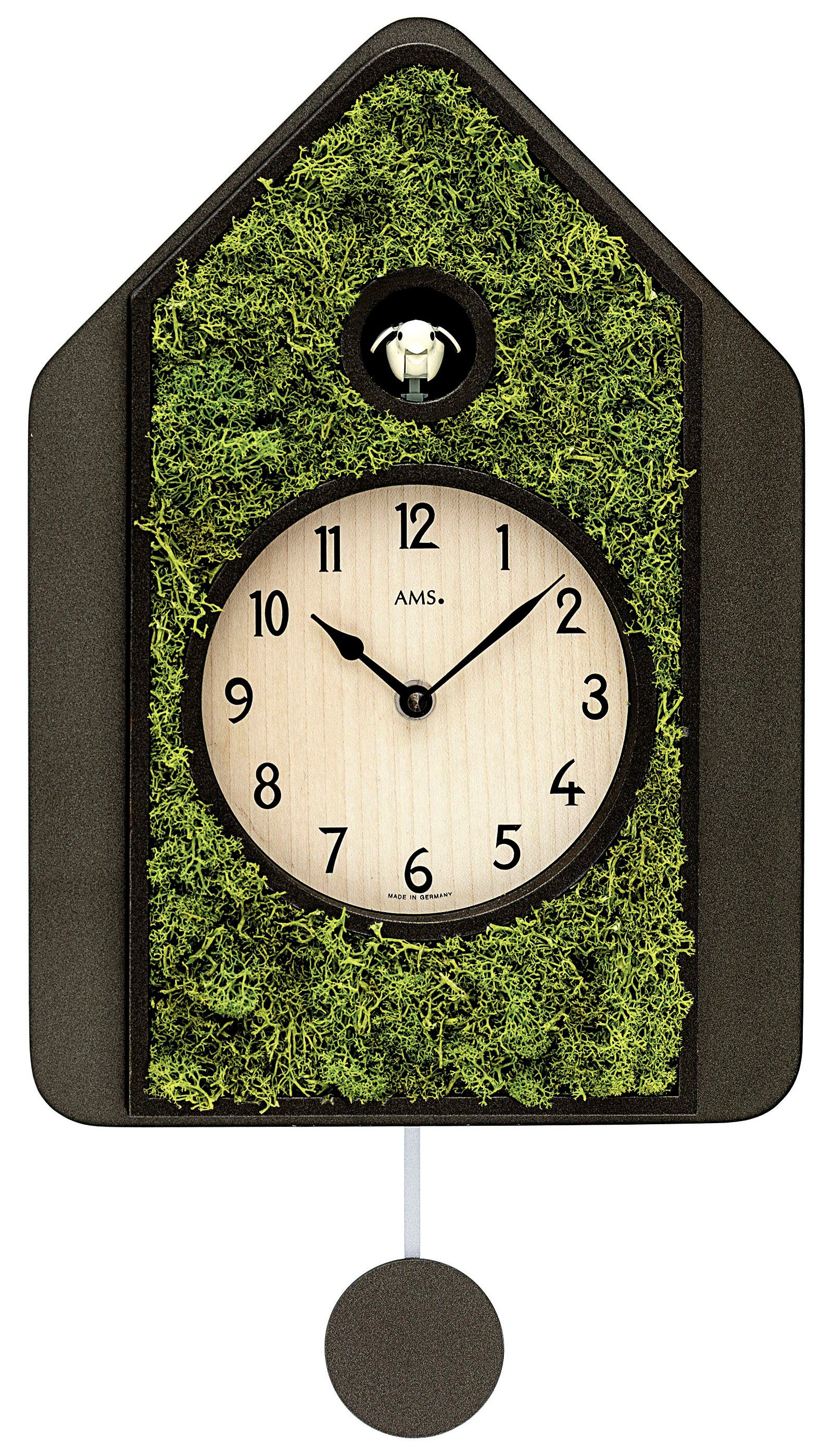 AMS Pendelwanduhr W7497 (Quarzuhr,Holzgehäuse,Esszimmer,Wohnzimmer,Made in Germany)