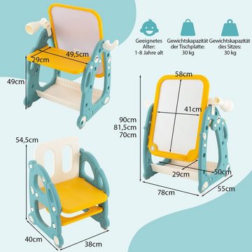 COSTWAY Standtafel 4 in 1 Kinder Staffelei, mit Stuhl