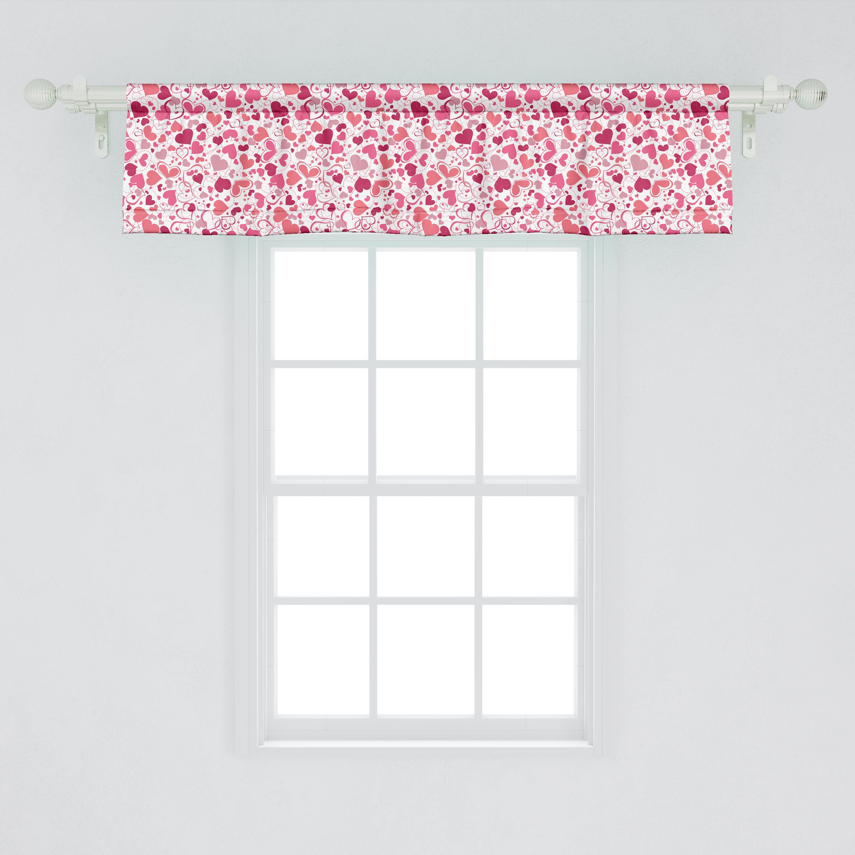 Scheibengardine Vorhang Volant für Pinkish Abakuhaus, Stangentasche, Curls Küche Soft-Herzen Microfaser, Schlafzimmer mit Liebe Dekor