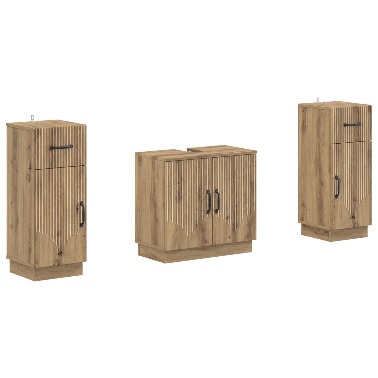 vidaXL Gartenlounge-Set 2-teiliges Badezimmer Schrank Set HOORN Artisan-Eiche