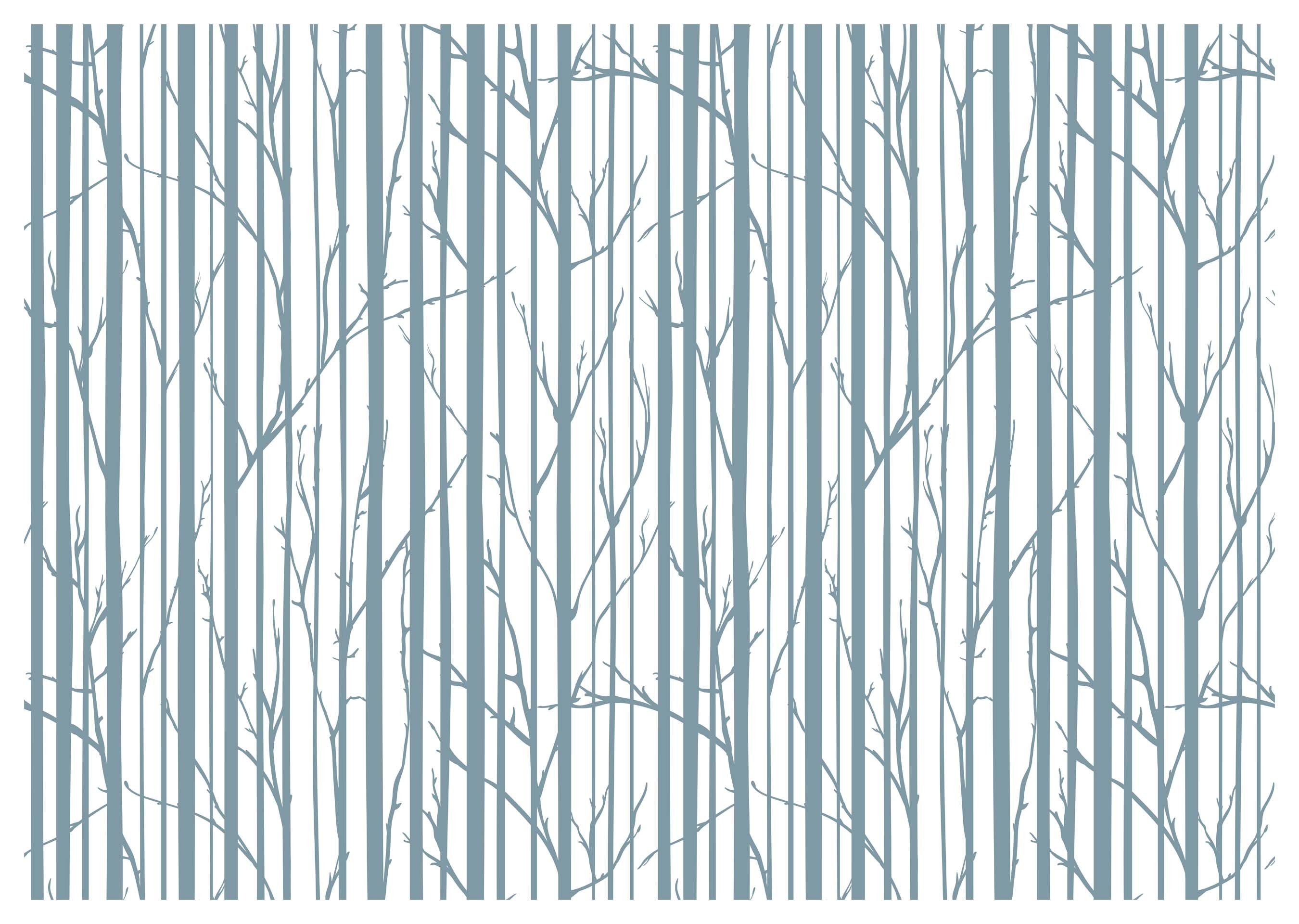 Vliestapete Bäume wandmotiv24 matt, minimalistisch, Wandtapete, Motivtapete, Fototapete glatt, Wald