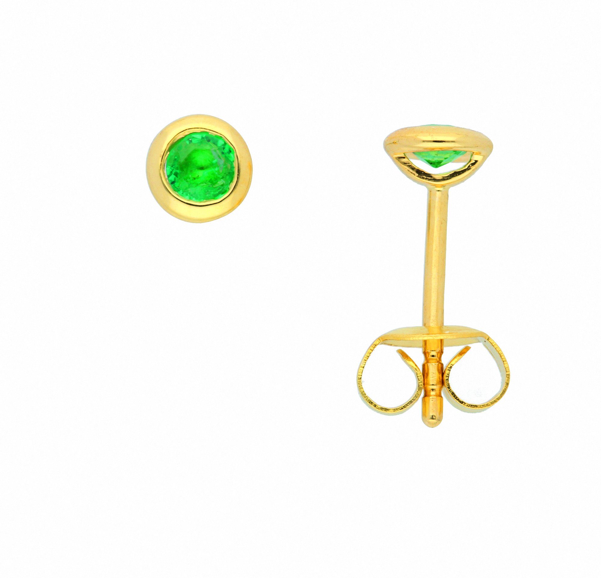 Adelia´s Paar Ohrhänger Damen Goldschmuck, 585 Gold mit Smaragd Goldschmuck für Damen